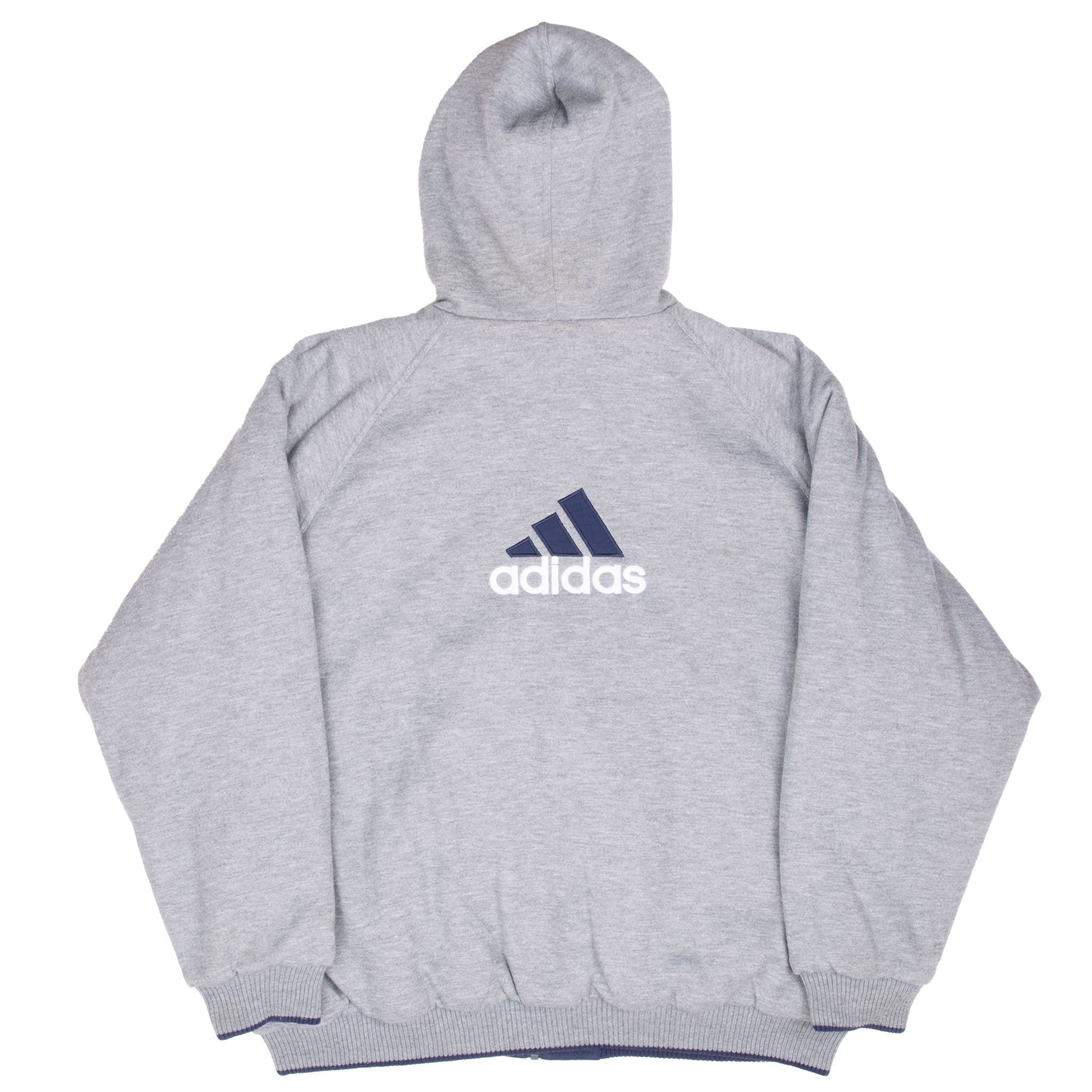 Vintage Adidas Reversible Nylon Blue Windbreaker Hooded Jacket 1990S Size XL