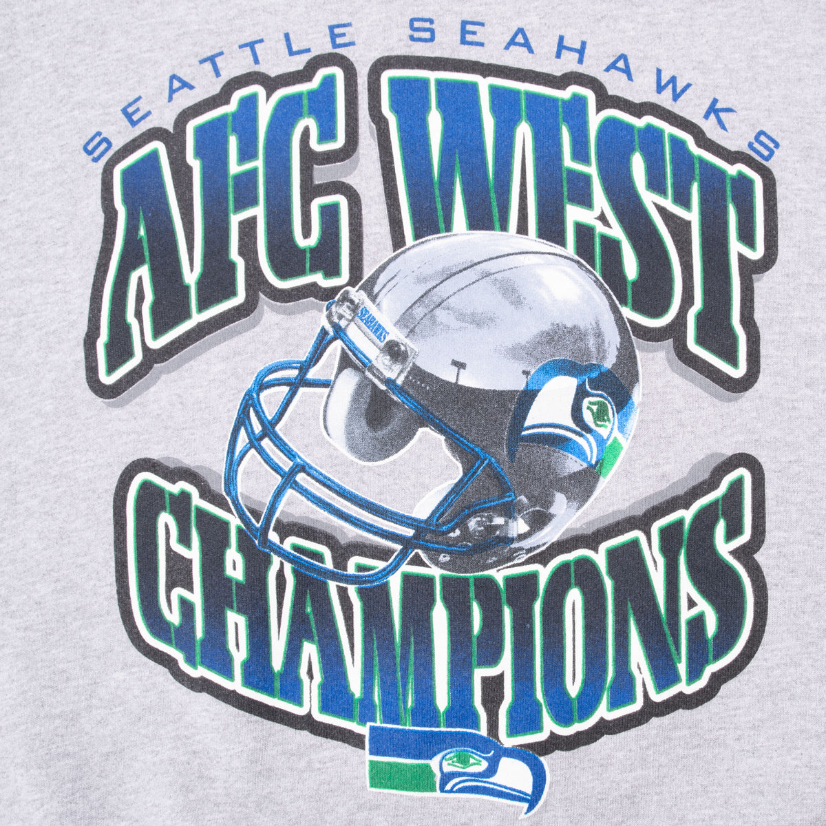 Close-up of Seattle Seahawks AFC West Champions helmet graphic