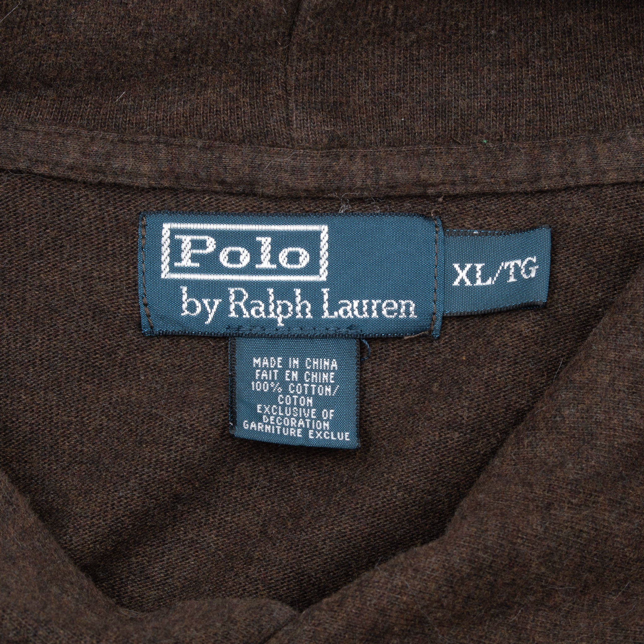 Vintage Polo Ralph Lauren Brown 1990S Hoodie Sweater Size XL