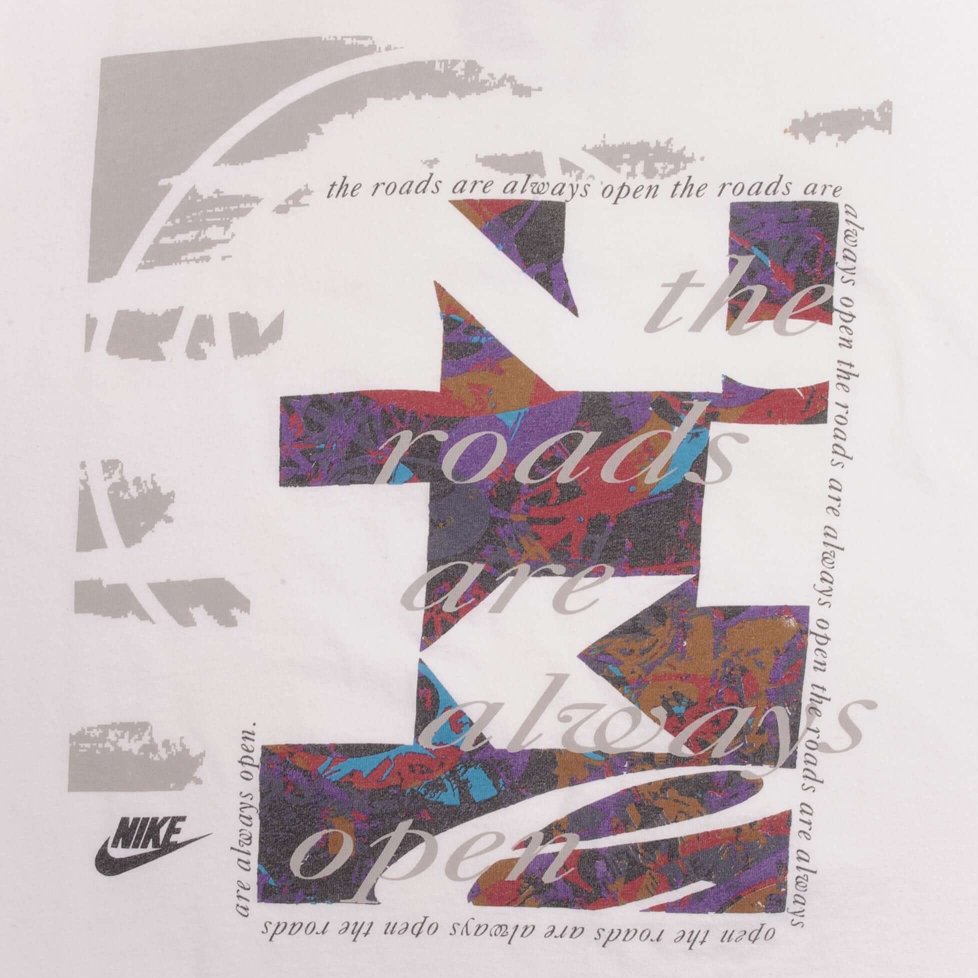 Vintage Nike The Roads Are Always Open Black Label Tee Shirt 1990S Size Medium Made In USA