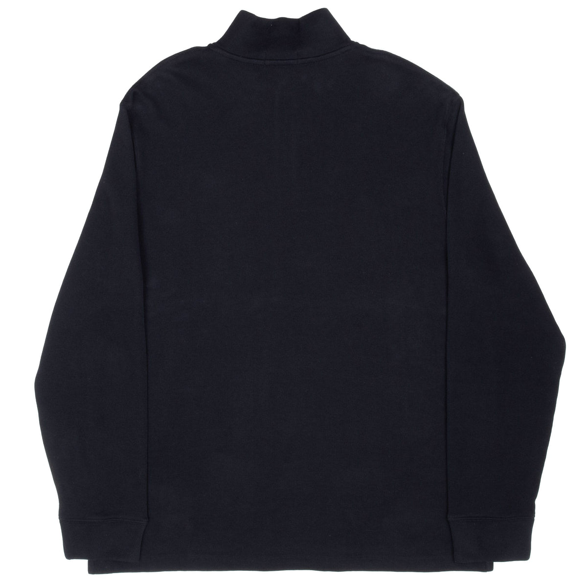 Back of black Polo Ralph Lauren quarter-zip sweater with long sleeves