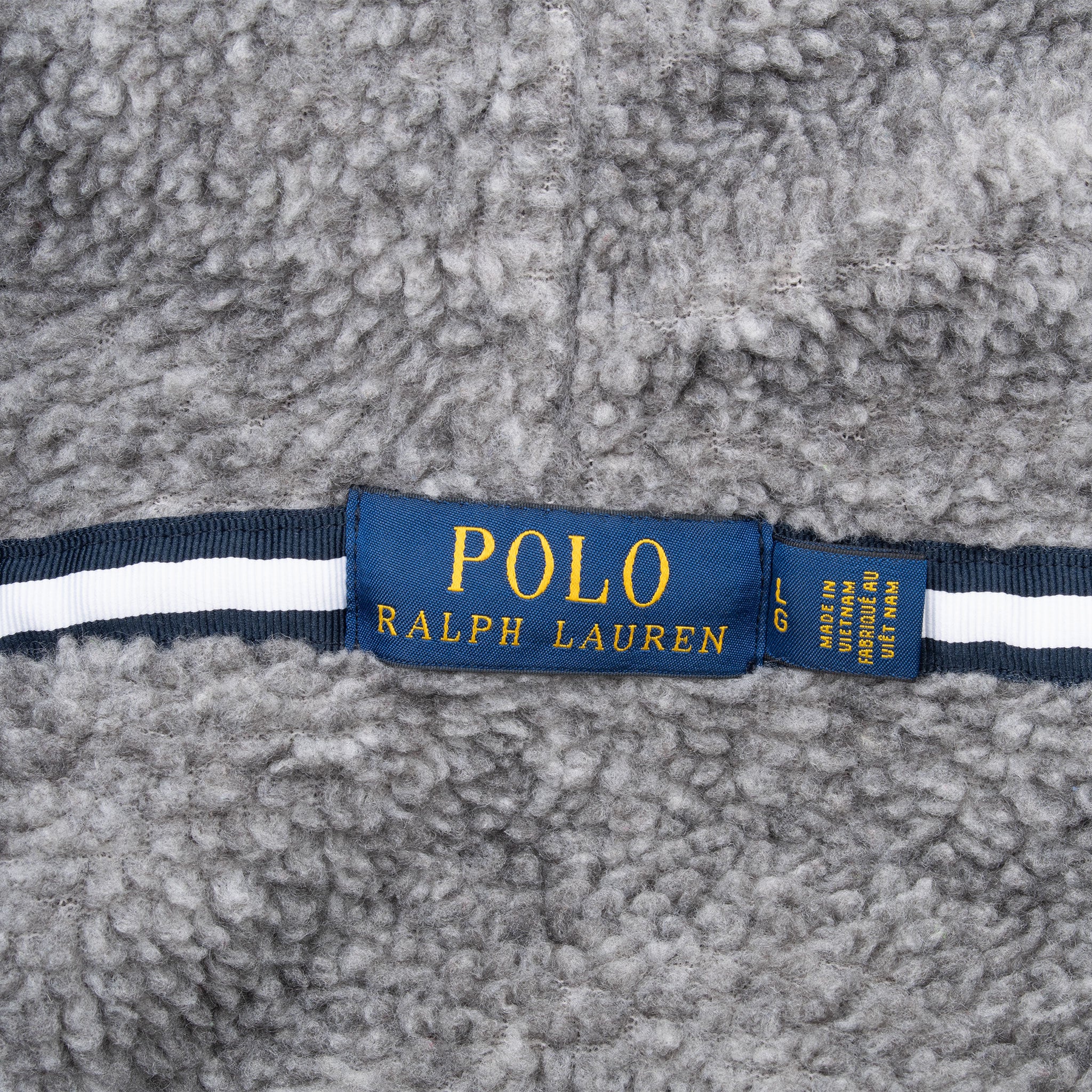VINTAGE POLO RALPH LAUREN BLUE SHERPA LINED FULL ZIP HOODIE SWEATSHIRT LARGE