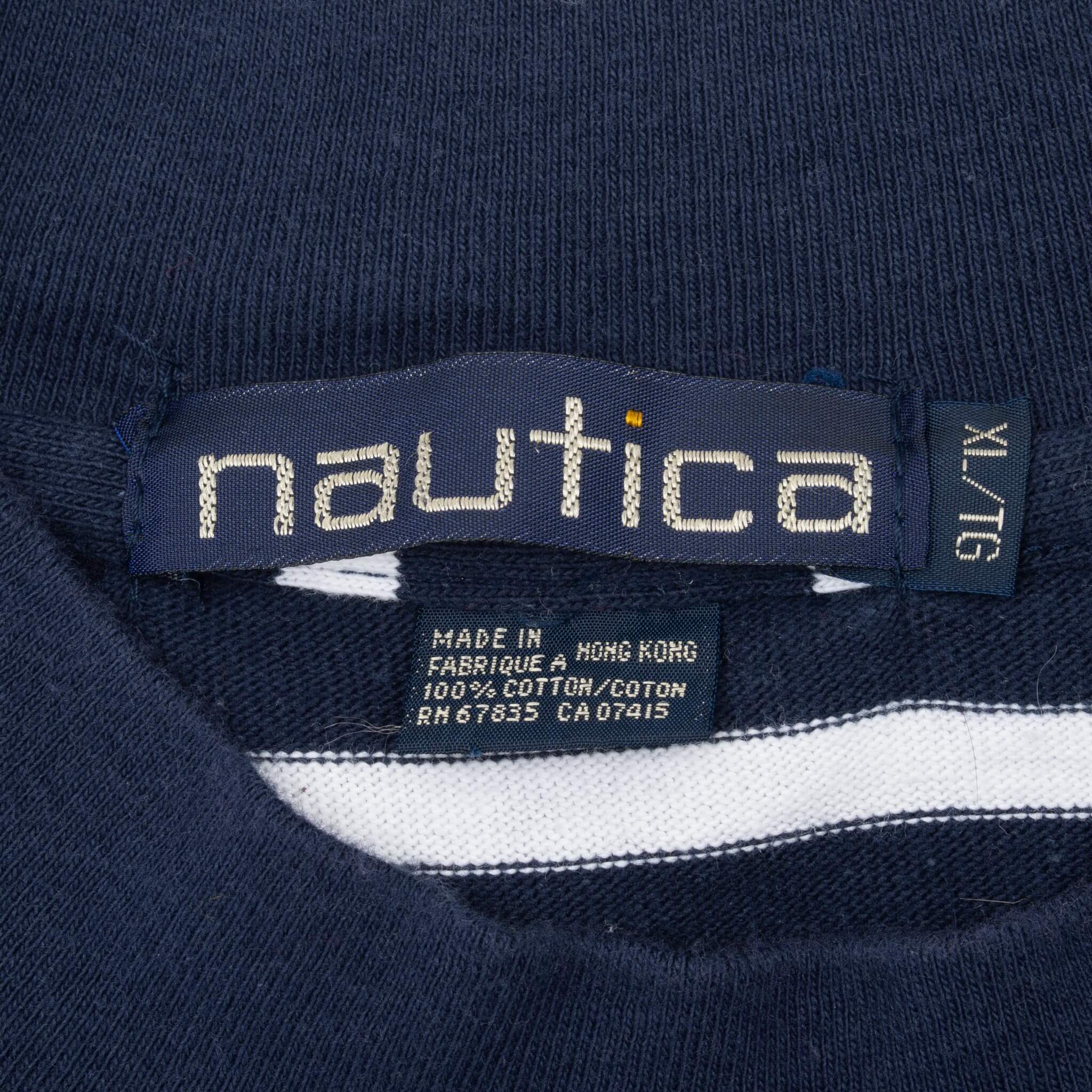Vintage Nautica Blue Mariniere Tee Shirt 1990S Size Large With Single Stitch Sleeves