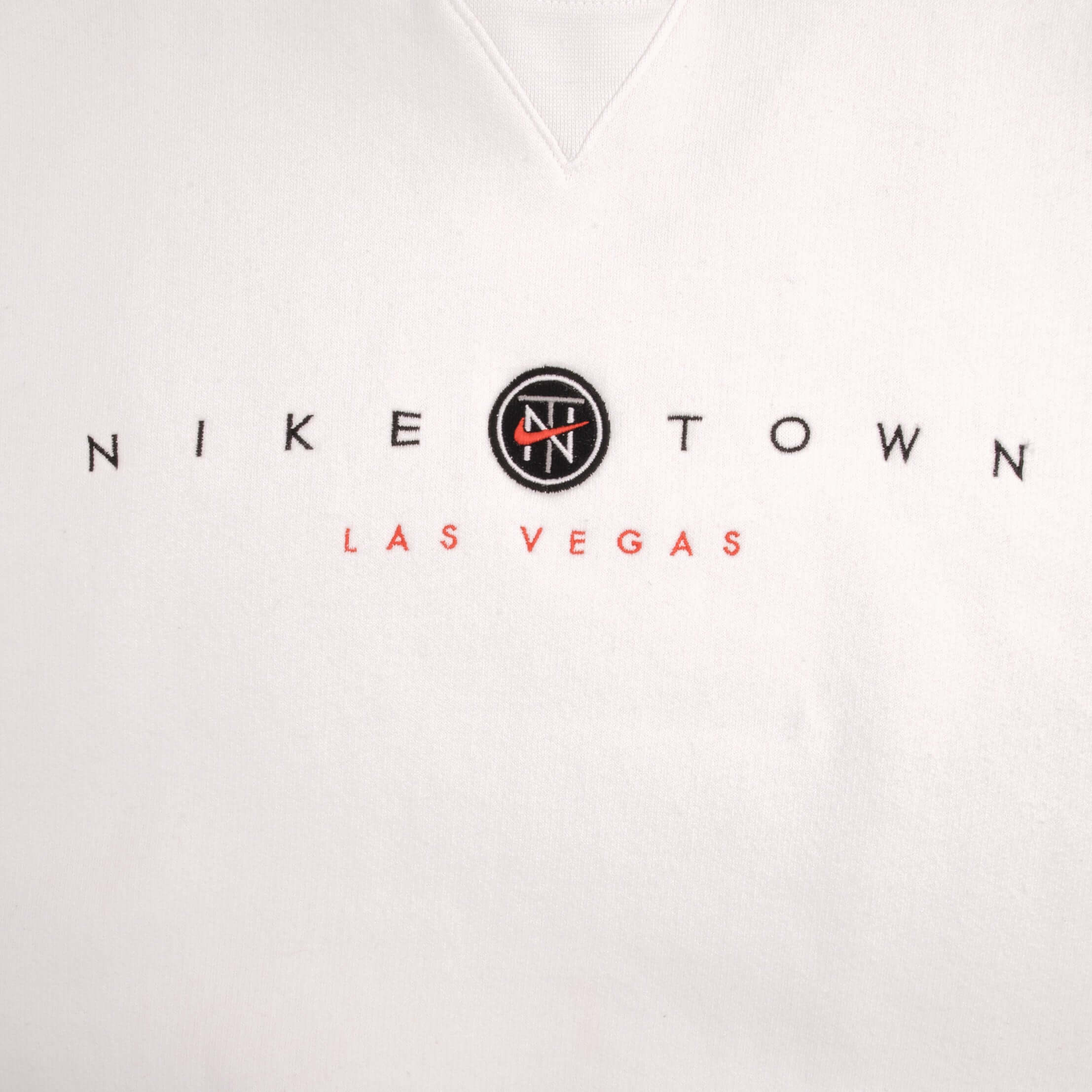 Vintage Nike Town Las Vegas Center Swoosh White Sweatshirt 1990S Size Small