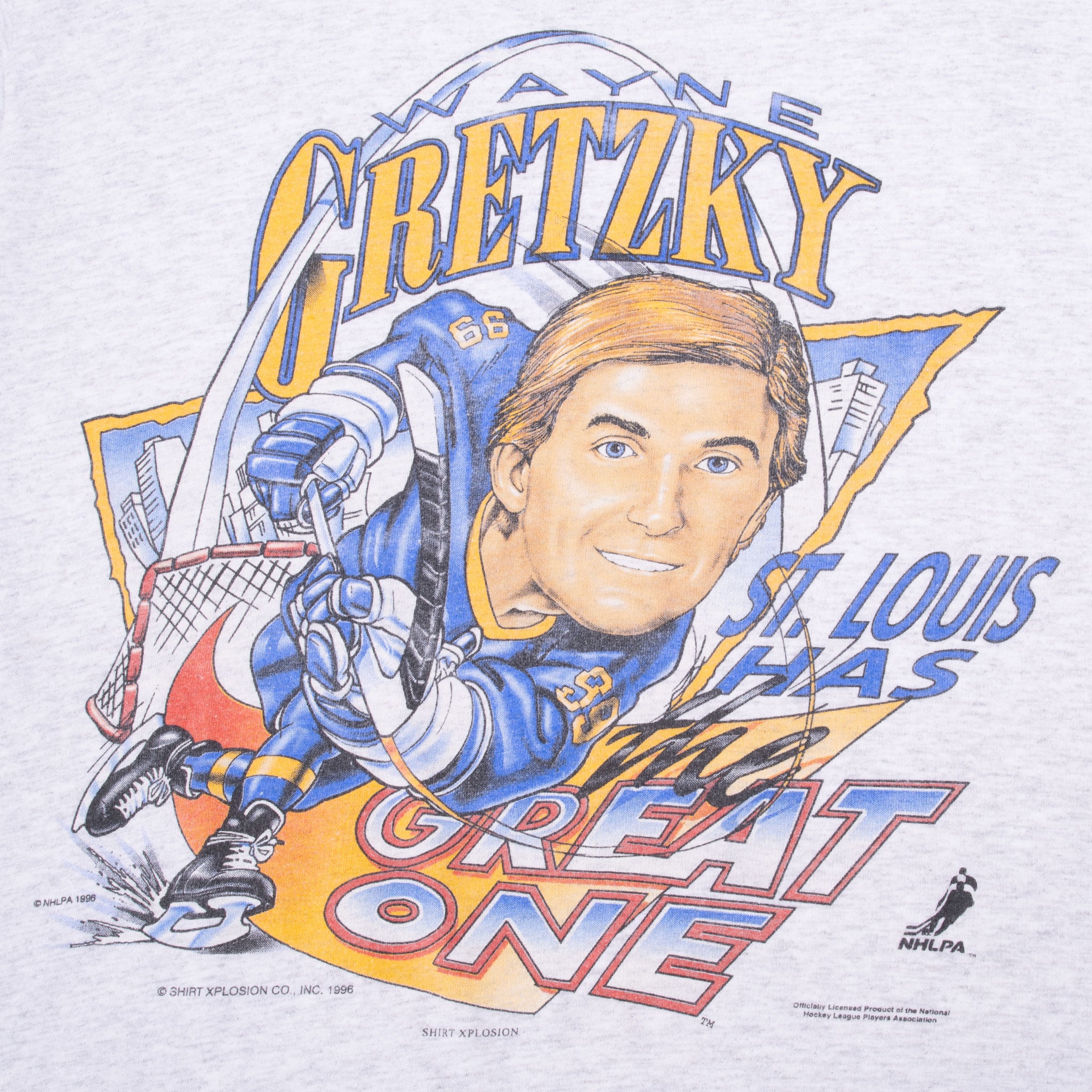 Vintage Nike Nhl St Louis Blues Wayne Gretzki Tee Shirt 1996 Size XL Made In Usa With Single Stitch Sleeves