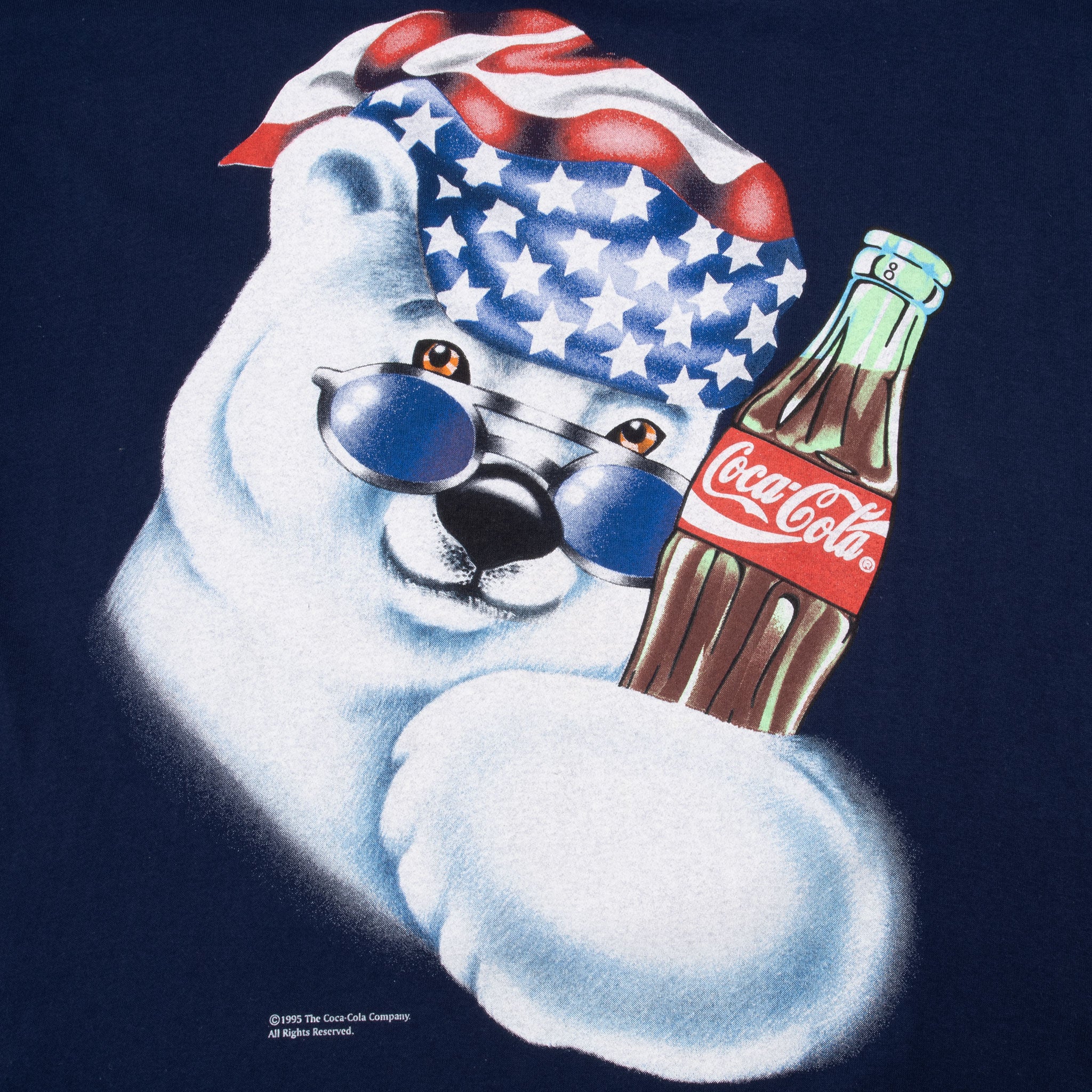 Vintage Coca Cola Polar Bear Tee Shirt 1995 Size Medium Made In USA With Single Stitch Sleeves Deatstock