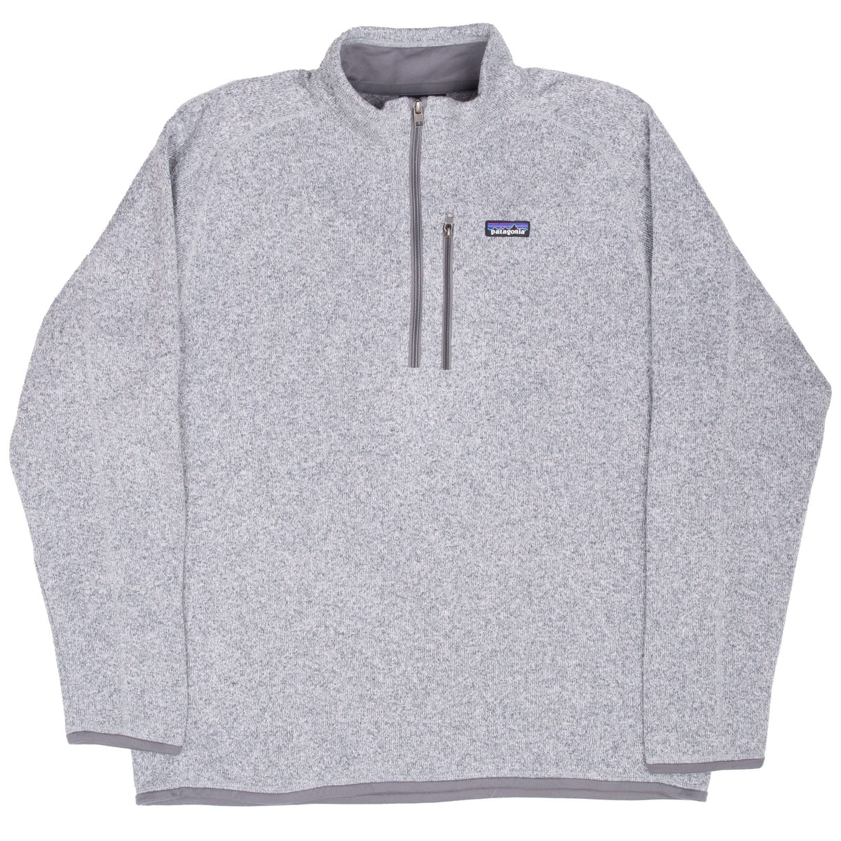 Full front view of grey Patagonia Better Sweater quarter-zip fleece pullover