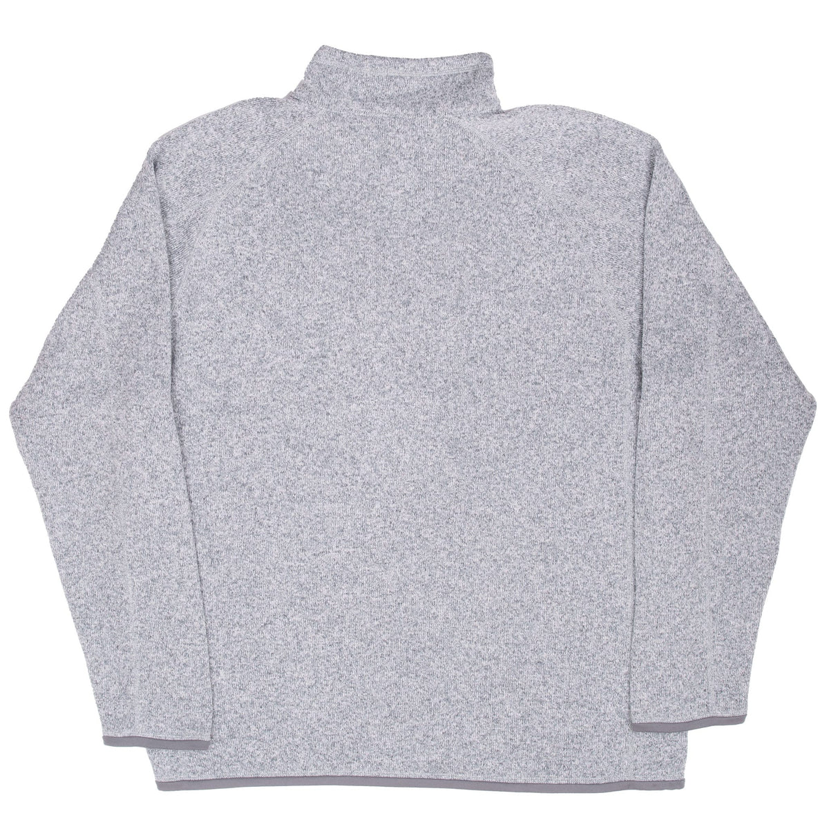 Back of grey Patagonia Better Sweater fleece pullover with stand collar