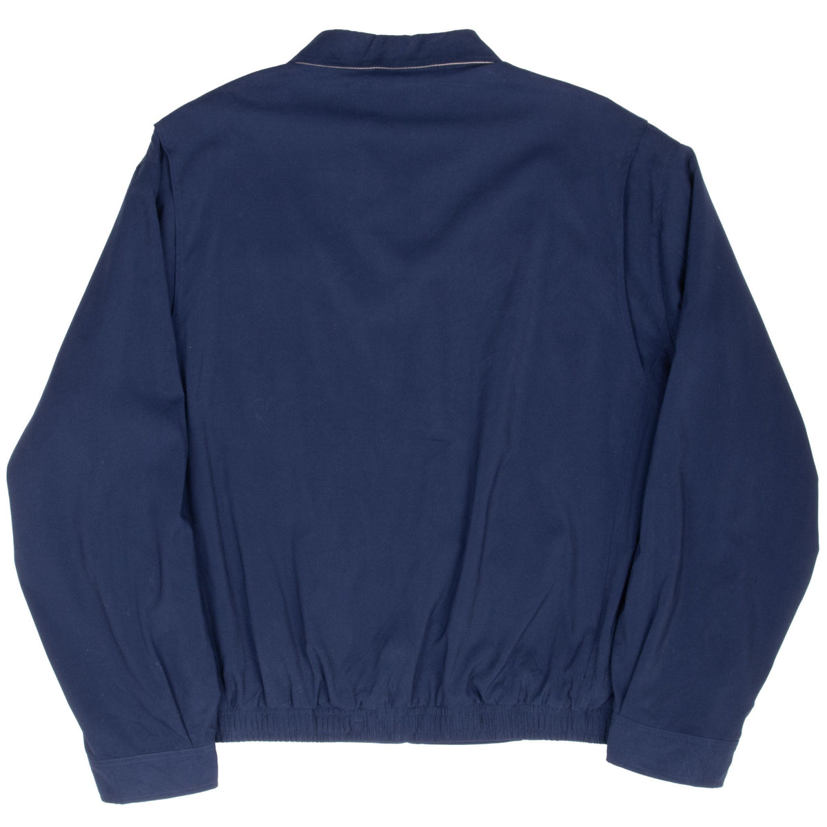 Back view of blue Polo Ralph Lauren Harrington jacket with elasticized hem