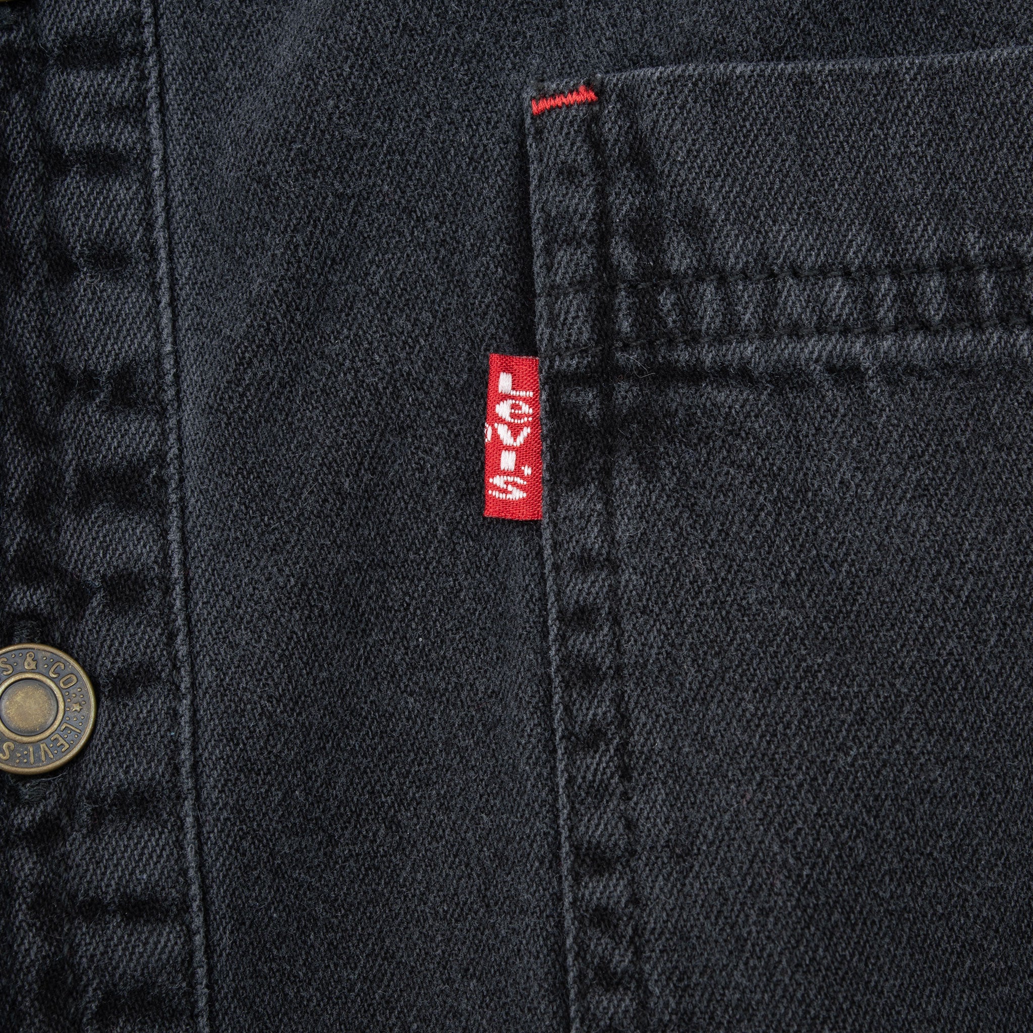 Vintage Levis Red Tab Denim Black Pocket Shirt 1990S Size Medium