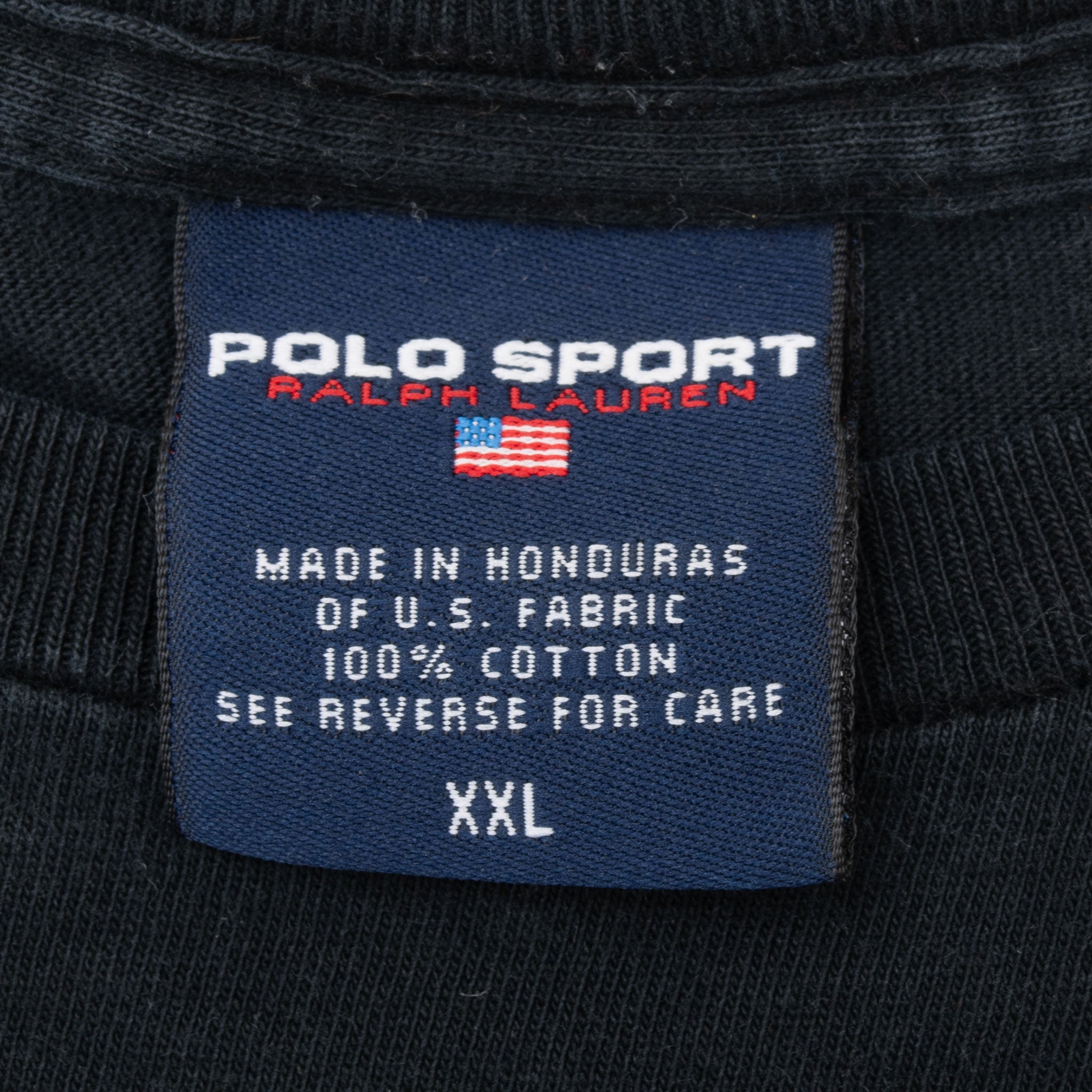 VINTAGE POLO RALPH LAUREN USA NAVY BLUE TEE SHIRT 1990S 2XL