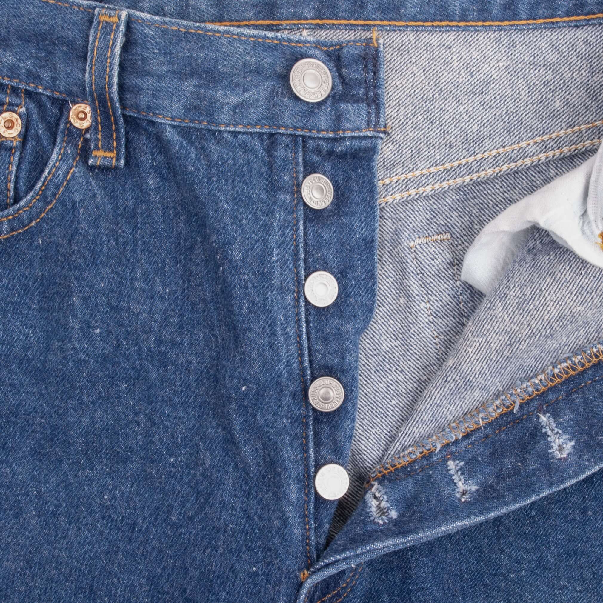 Beautiful Indigo Levis 501 Jeans 1990s Made in USA with Medium Wash Size on tag 30X32 Actual Size 29X32 Back Button #544