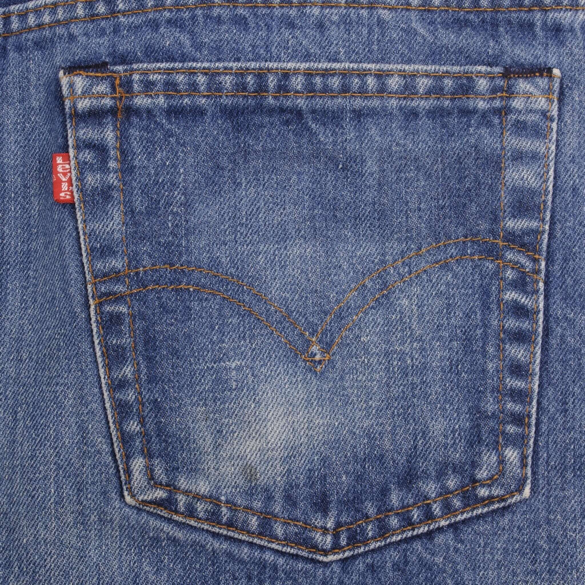 Beautiful Indigo Levis 517 Jeans With Blue Bar Tacks 1980s Made in USA with Medium Dark Wash With Light Whiskers. Size on tag 36X32 Actual Size 35X31 Back Button #650