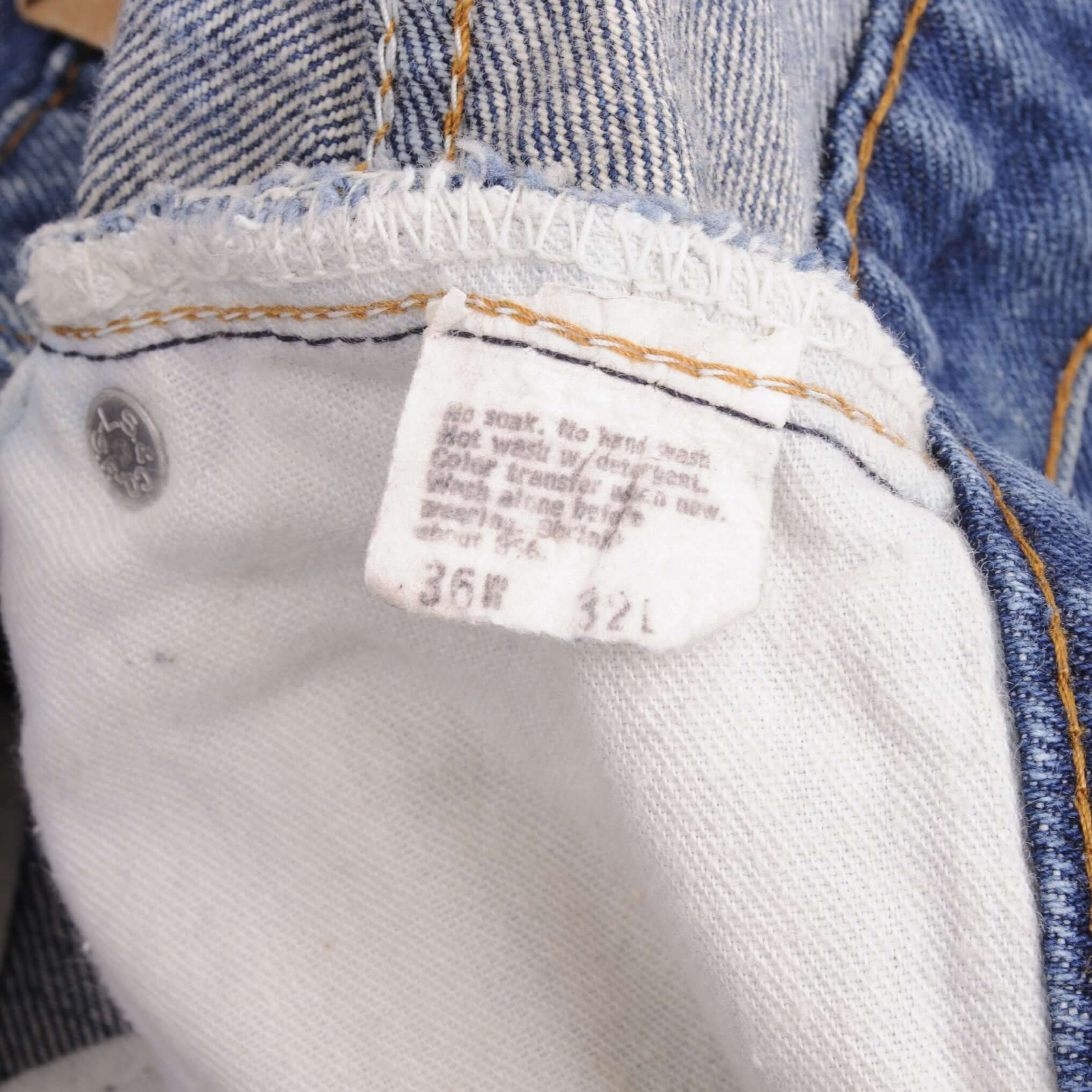 Beautiful Indigo Levis 517 Jeans With Blue Bar Tacks 1980s Made in USA with Medium Dark Wash With Light Whiskers. Size on tag 36X32 Actual Size 35X31 Back Button #650