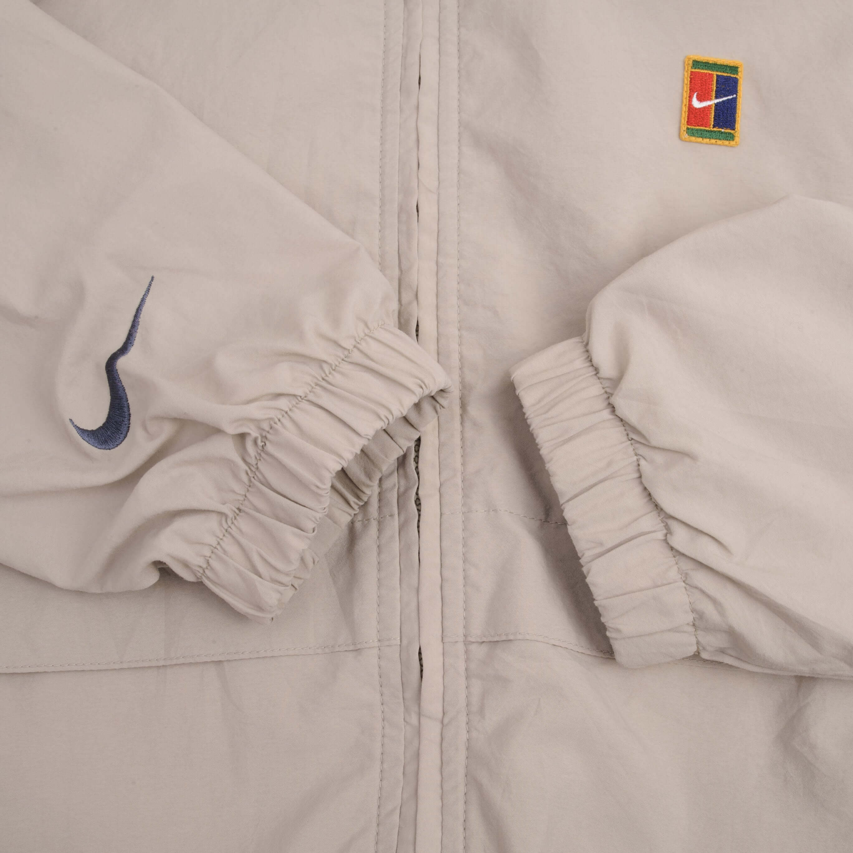 Vintage Nike Tennis Windbreaker Beige Jacket 1990S Size XL Youth Equivalent Medium