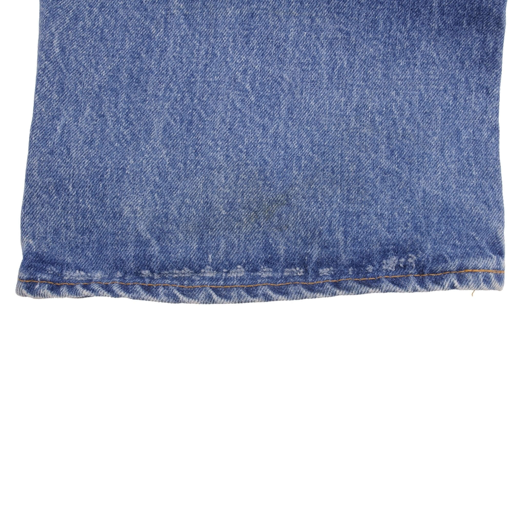 Beautiful Indigo Levis 517 Jeans With Blue Bar Tacks 1980s Made in USA with Medium Dark Wash With Light Whiskers. Size on tag 34X34 Actual Size 33X34 Back Button #650