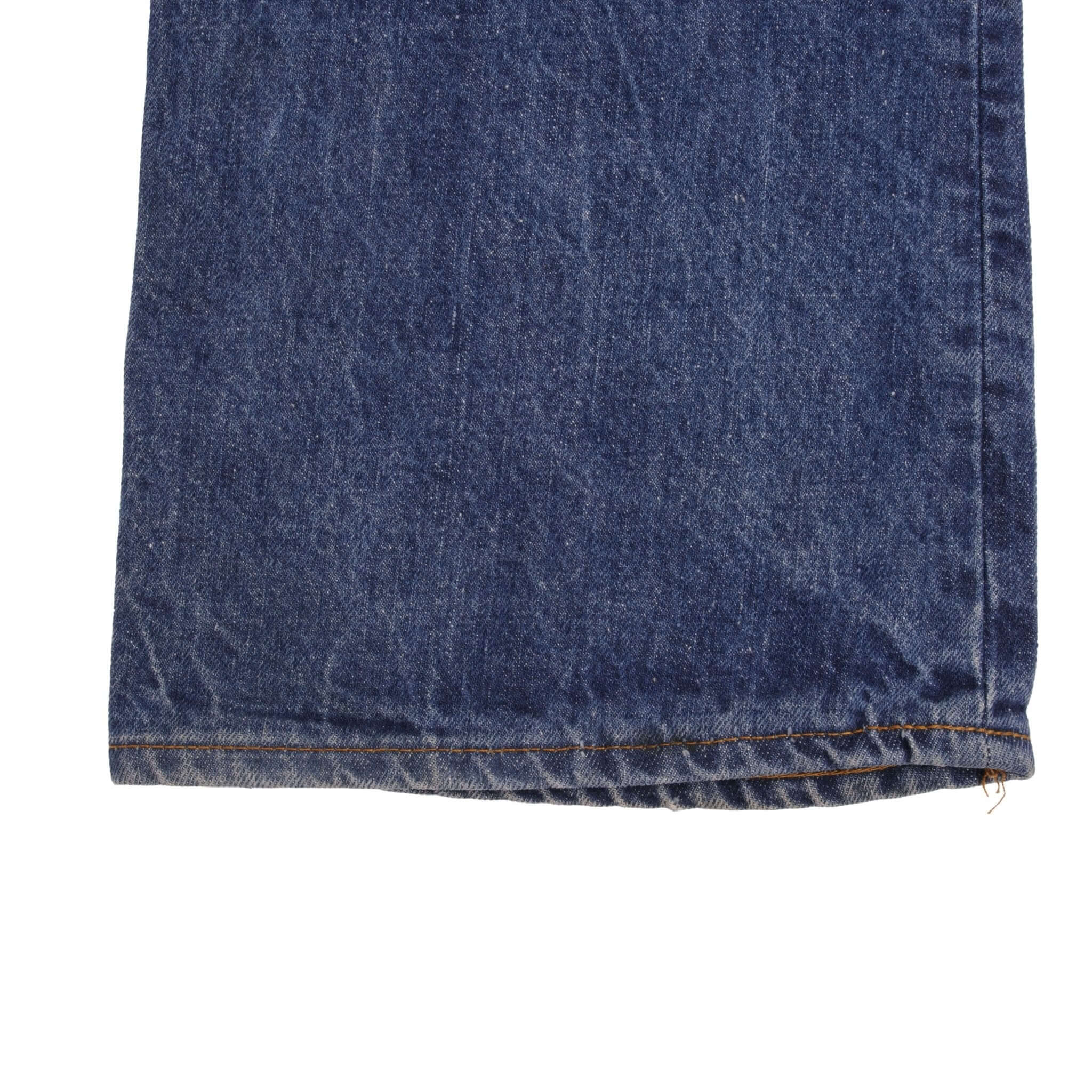 Beautiful Indigo Levis 517 Jeans With Blue Bar Tacks 1980s Made in USA with Medium Dark Wash Size on tag 36X32 Actual Size 35X32 Back Button #532