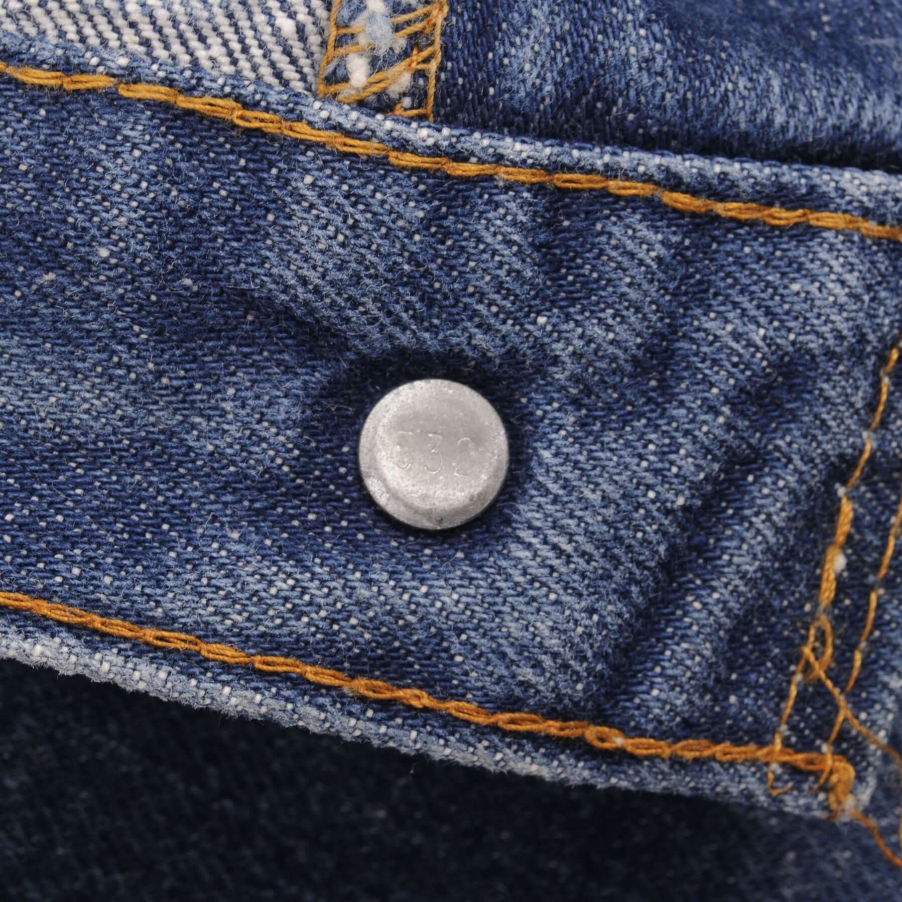 Beautiful Indigo Levis 517 Jeans With Blue Bar Tacks 1980s Made in USA with Medium Dark Wash Size on tag 36X32 Actual Size 35X32 Back Button #532