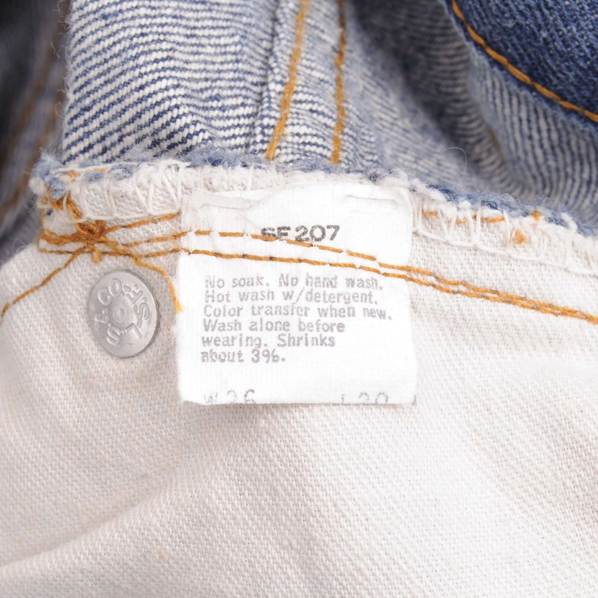 Beautiful Indigo Levis 517 Jeans With Blue Bar Tacks 1980s Made in USA with Medium Dark Wash Size on tag 36X32 Actual Size 35X32 Back Button #532