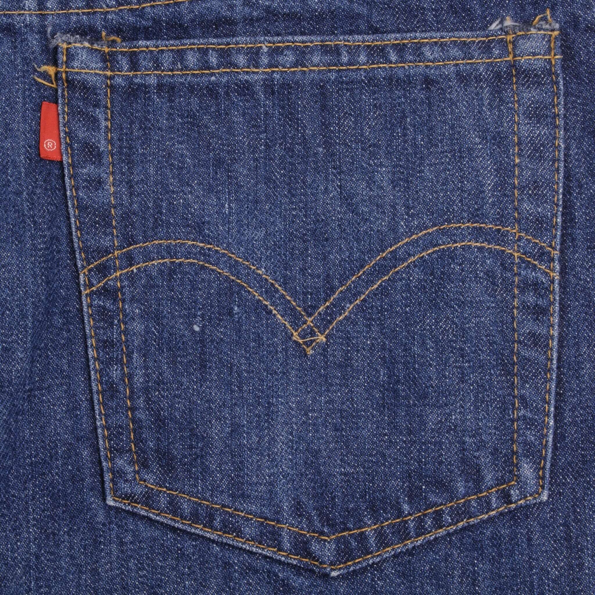 Beautiful Indigo Levis 517 Jeans With Blue Bar Tacks 1980s Made in USA with Dark Wash Talon Zipper Size on tag 32X33 Actual Size 32X33 Back Button #653