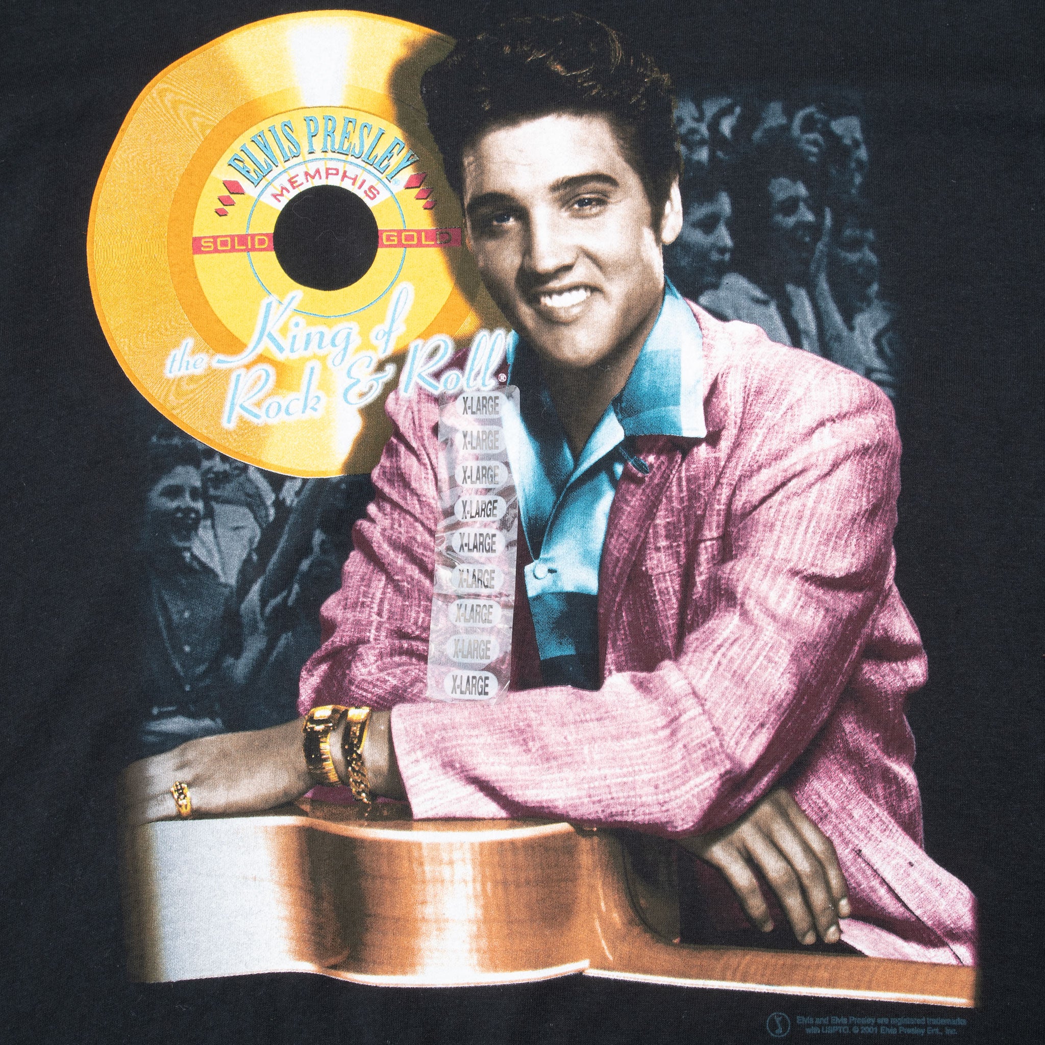 Vintage Elvis Presley King Of Rock N Roll 2001 Tee Shirt Size XL Deadstock
