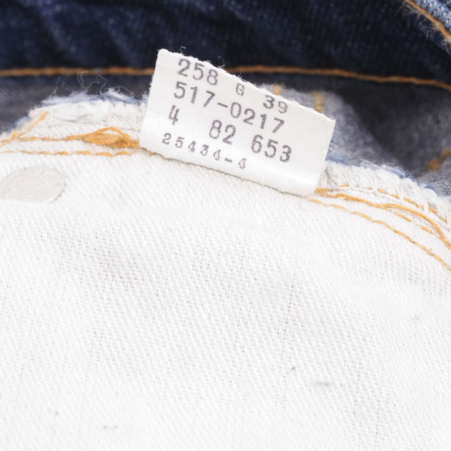 Beautiful Indigo Levis 517 Jeans With Blue Bar Tacks 1980s Made in USA with Dark Wash Talon Zipper Size on tag 32X33 Actual Size 32X33 Back Button #653