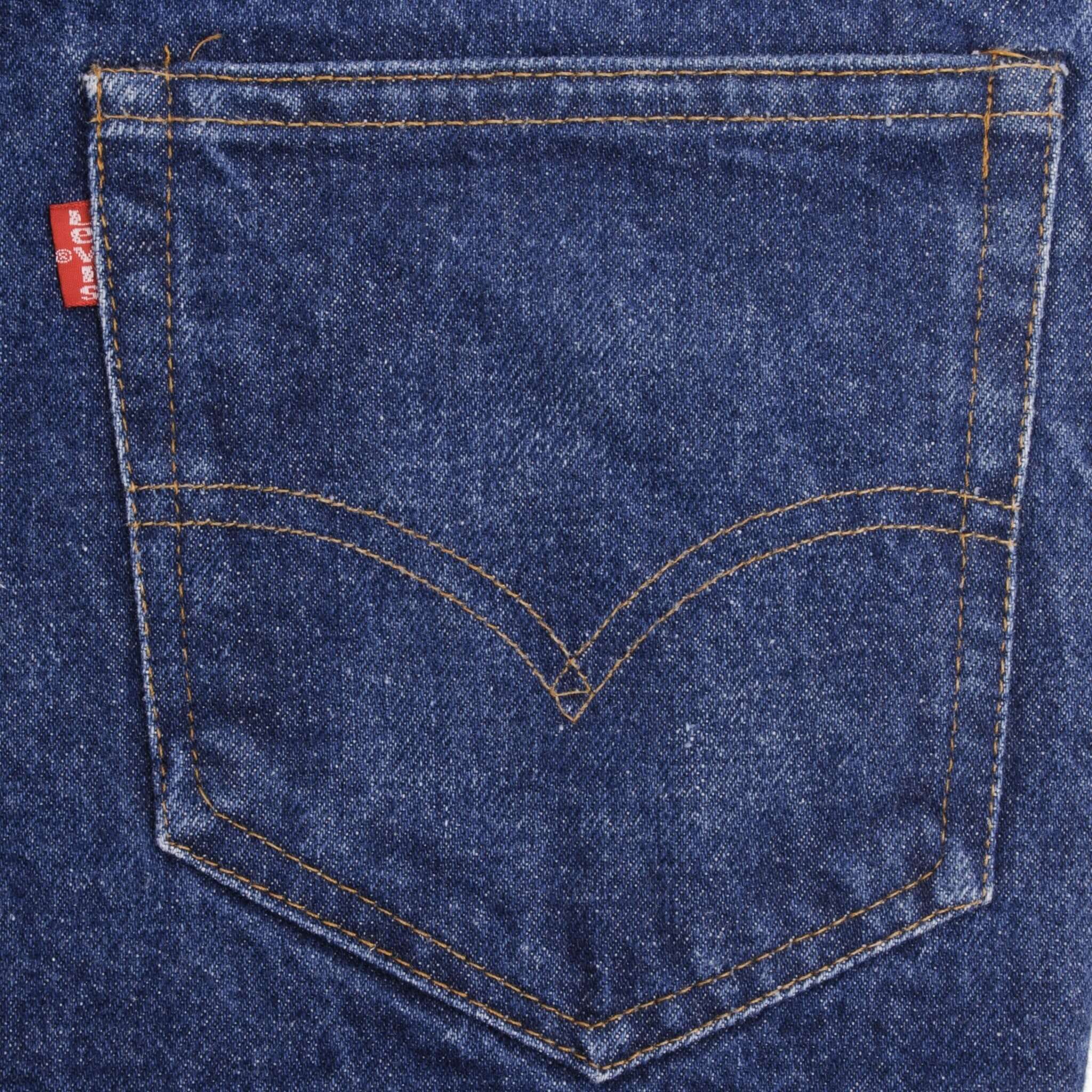 Beautiful Indigo Levis 517 Jeans With Blue Bar Tacks 1980s Made in USA with Dark Wash Talon Zipper Size on tag 38X32 Actual Size 38X32 Back Button #2