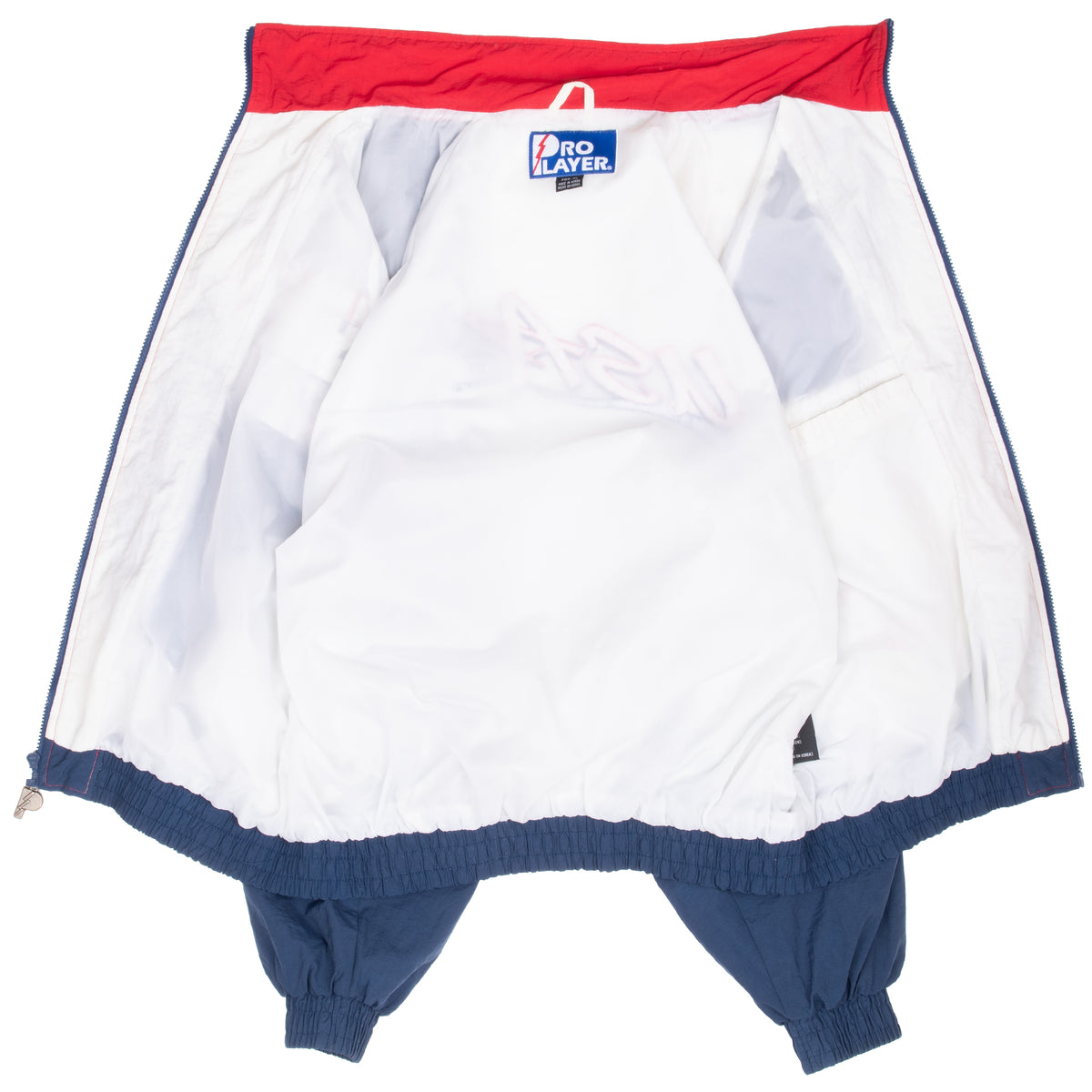 Open Pro Player Team USA Basketball windbreaker showing white interior lining