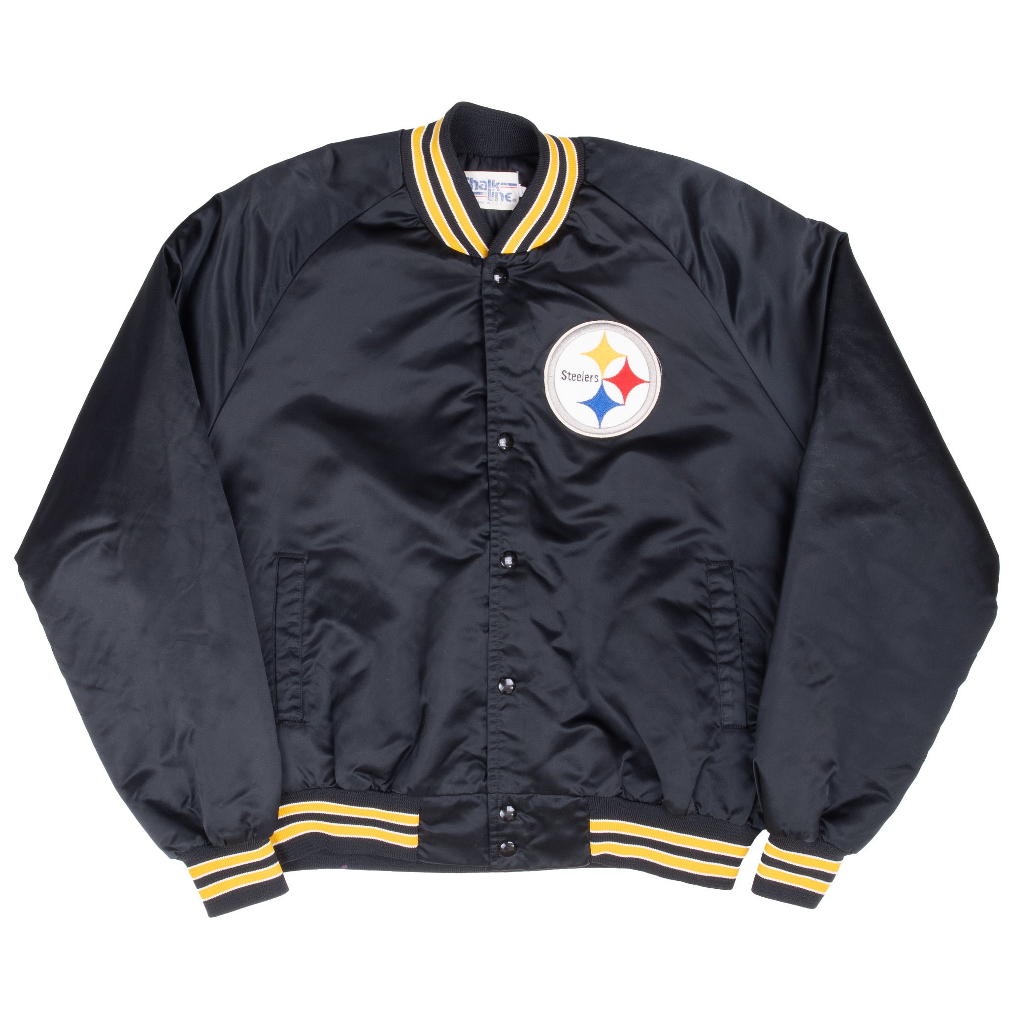 Vintage Nfl Pittsburg Steelers Satin Bomber Jacket 1990S Size Large Made In Usa