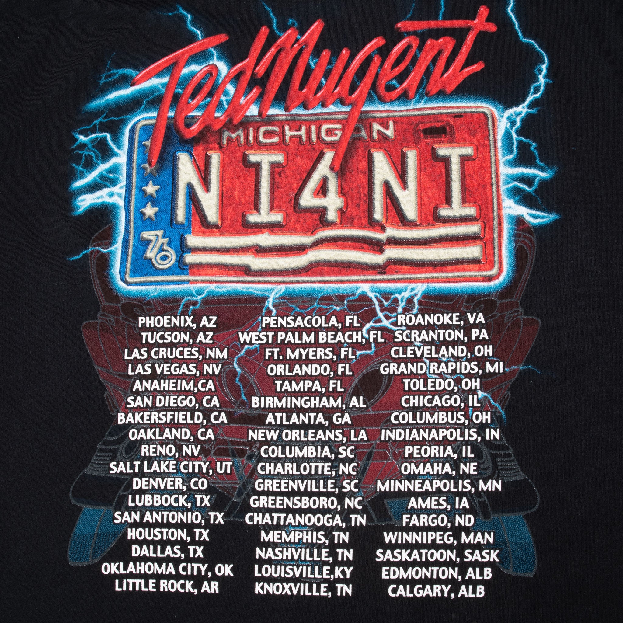 Vintage Ted Nugent Millennium Madman Tee Shirt 1990S Size XL With Single Stitch Sleeves