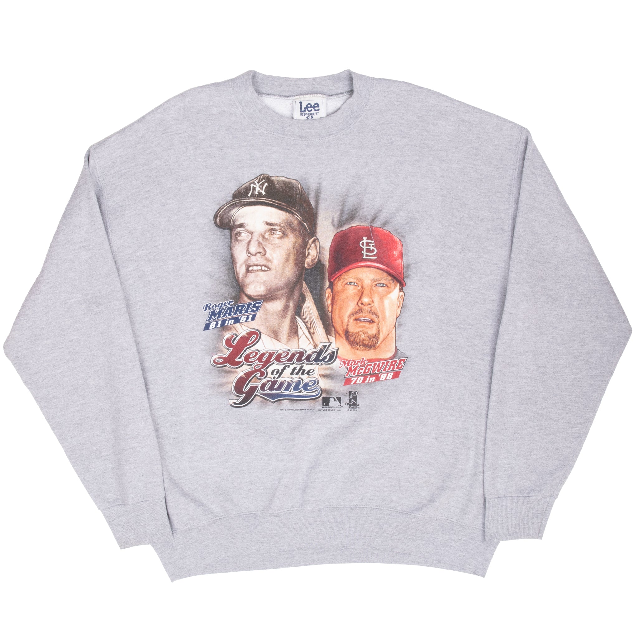 VINTAGE MLB ROGER MARIS MARK MCGWIRE 1998 SWEATSHIRT XL MADE IN USA