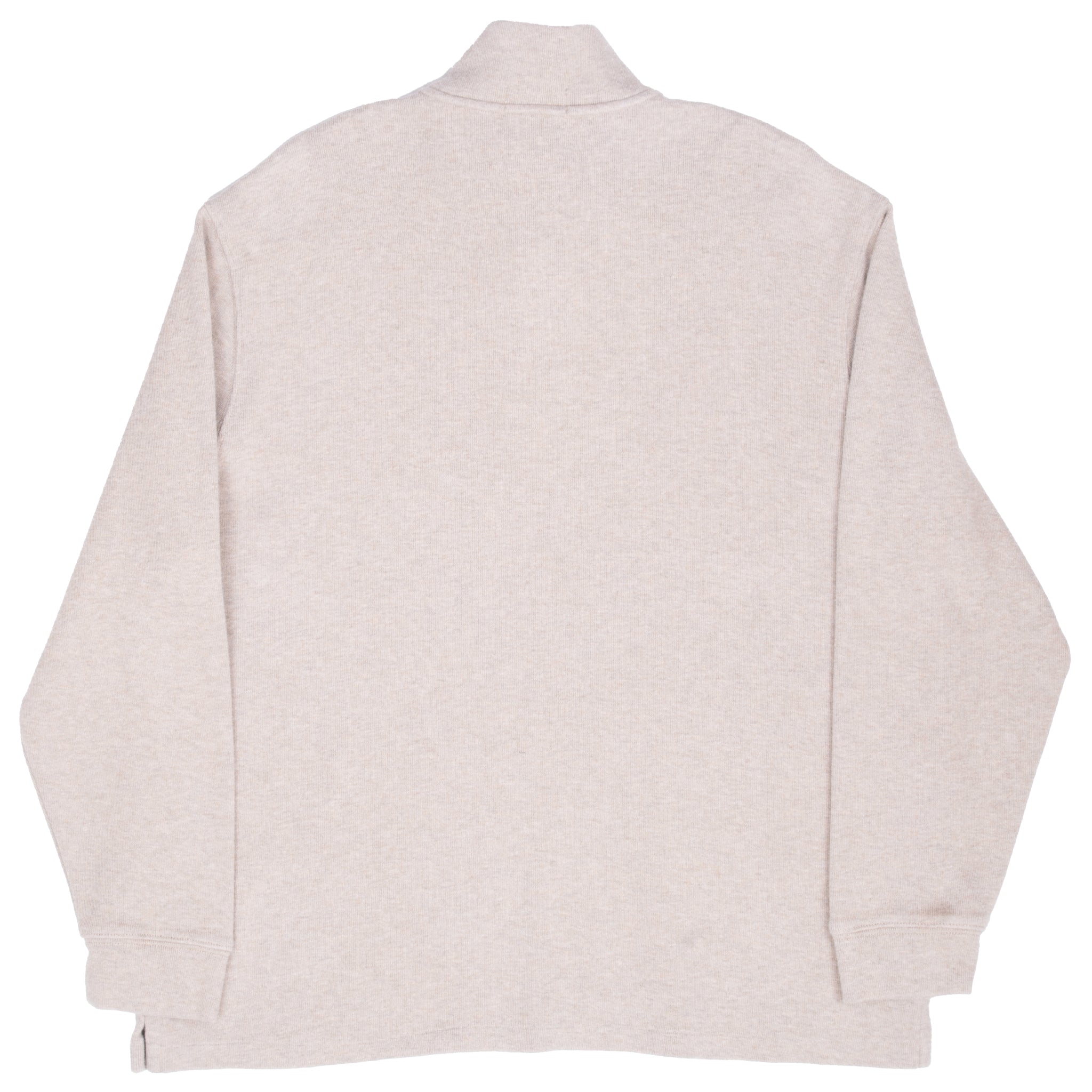 Back of beige Polo Ralph Lauren quarter-zip sweater