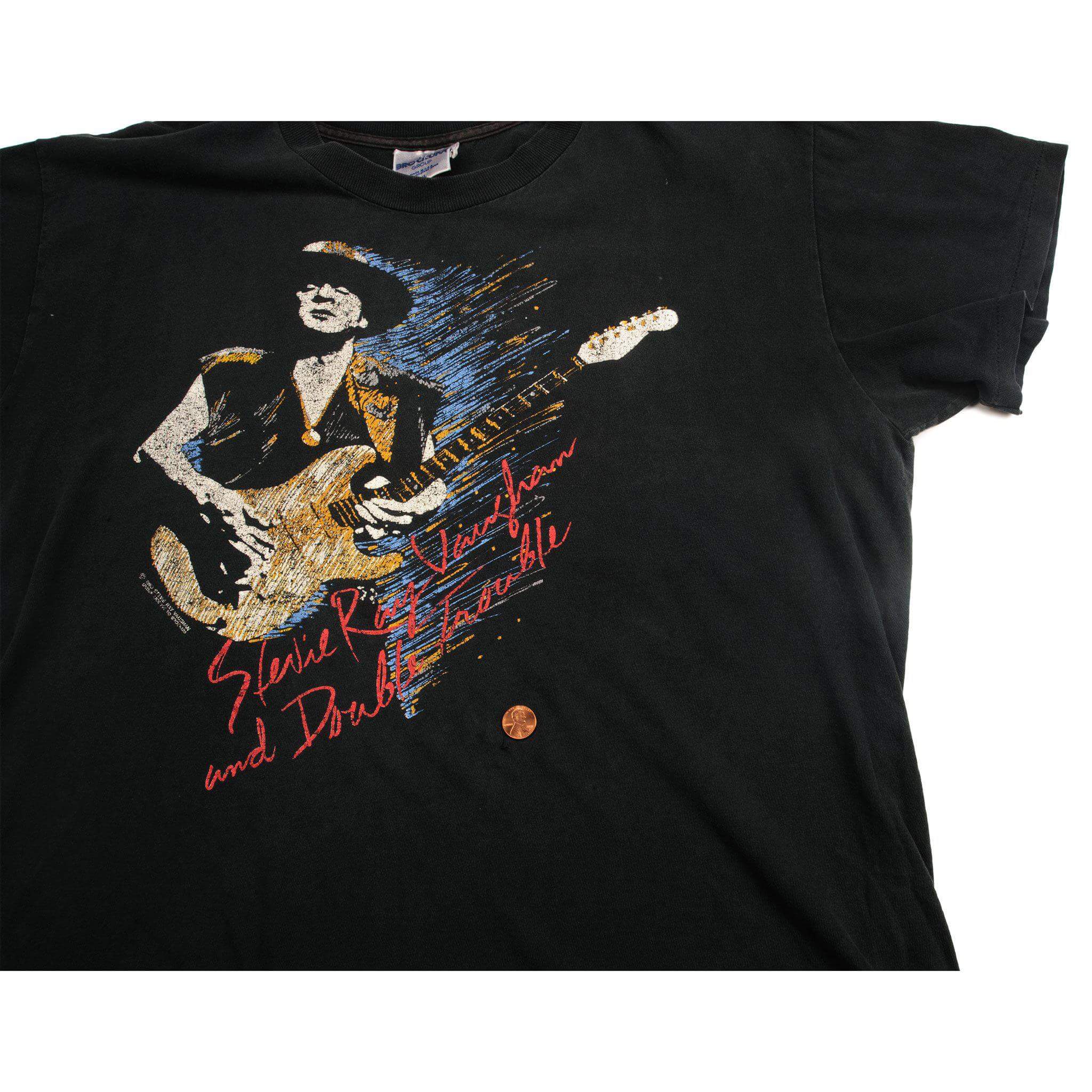 VINTAGE STEVIE RAY VAUGHAN AND DOUBLE TROUBLE TEE SHIRT 1990 SIZE XL MADE IN USA