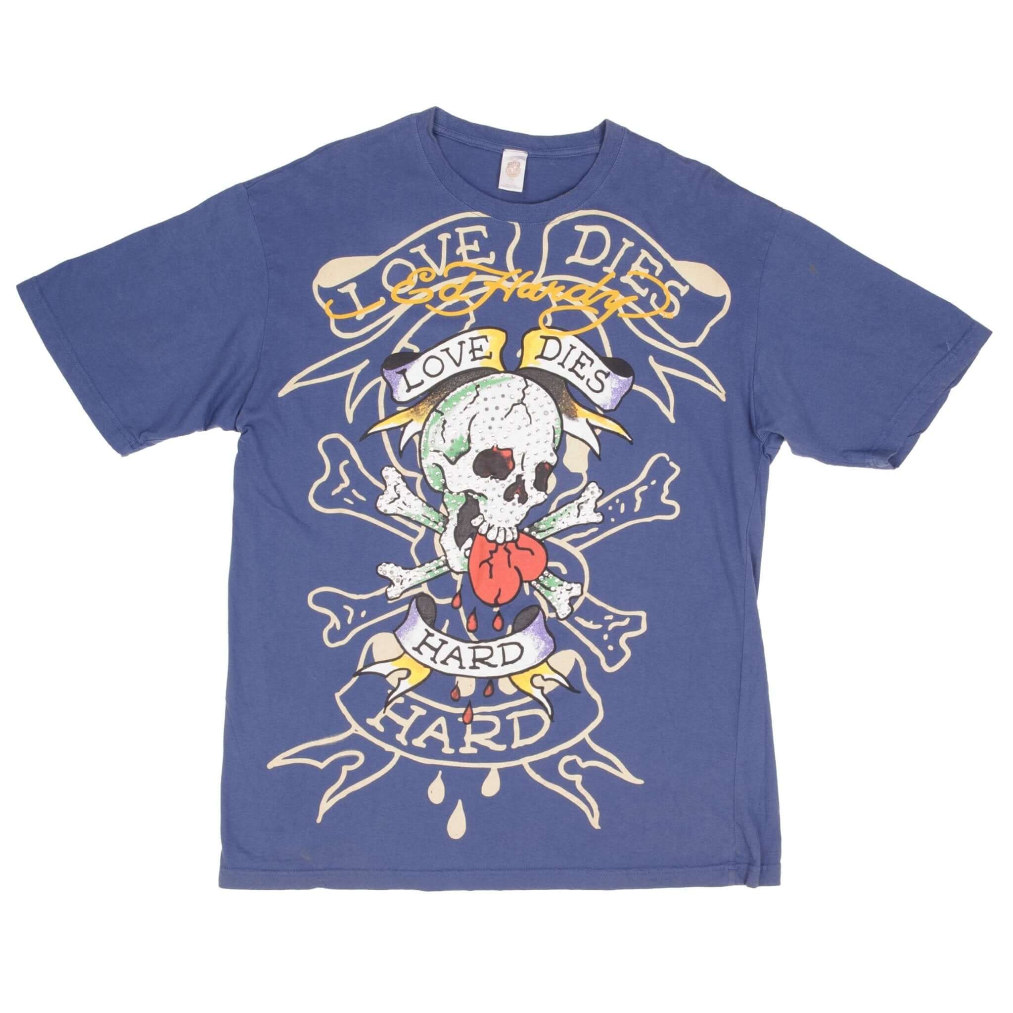 Vintage Ed Hardy By Christian Audigier Love Dies Hard Tee Shirt 2000S Size XL
