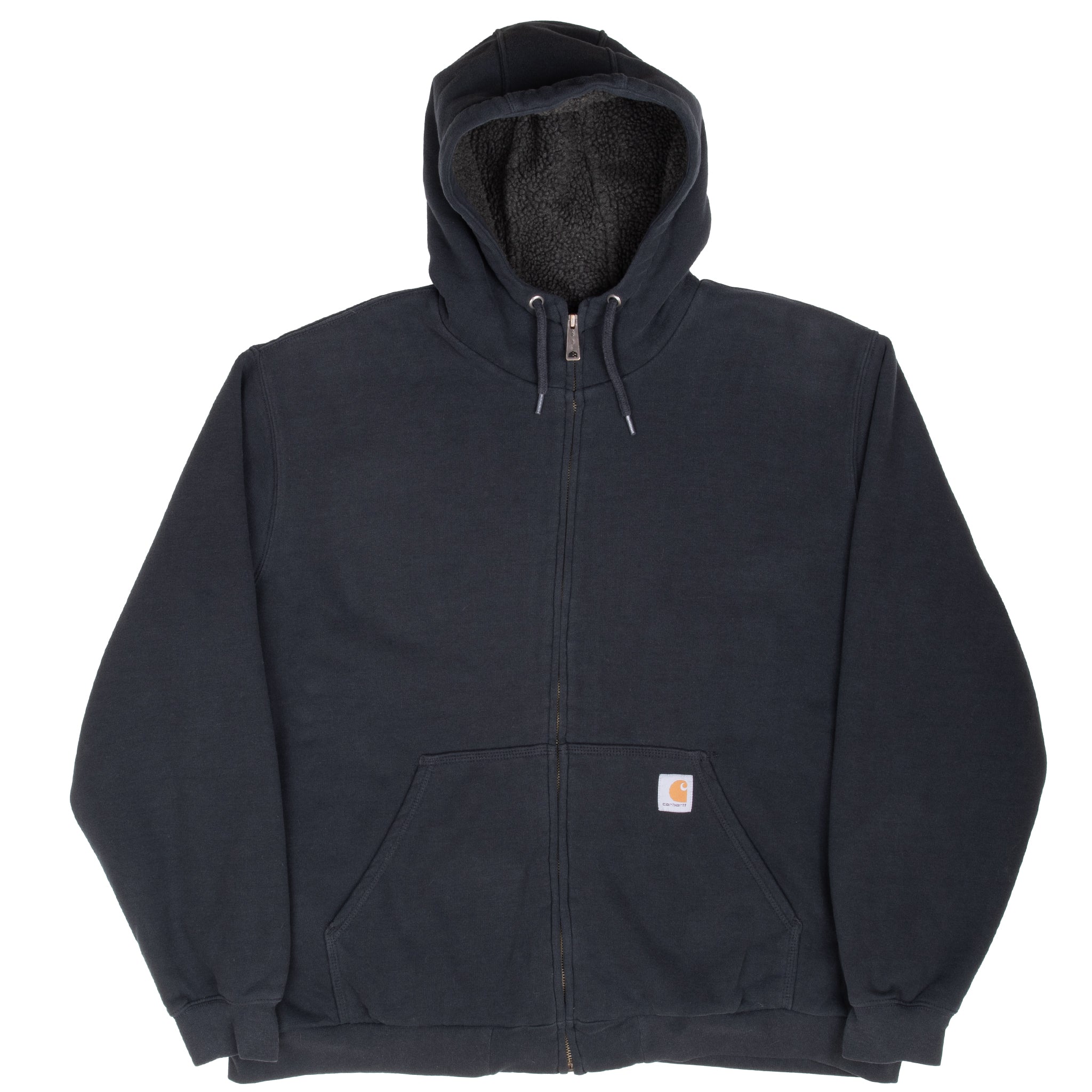 Vintage Carhartt Heavyweight Sherpa Lined Full Zip Black Hoodie Sweatshirt Size 2XL