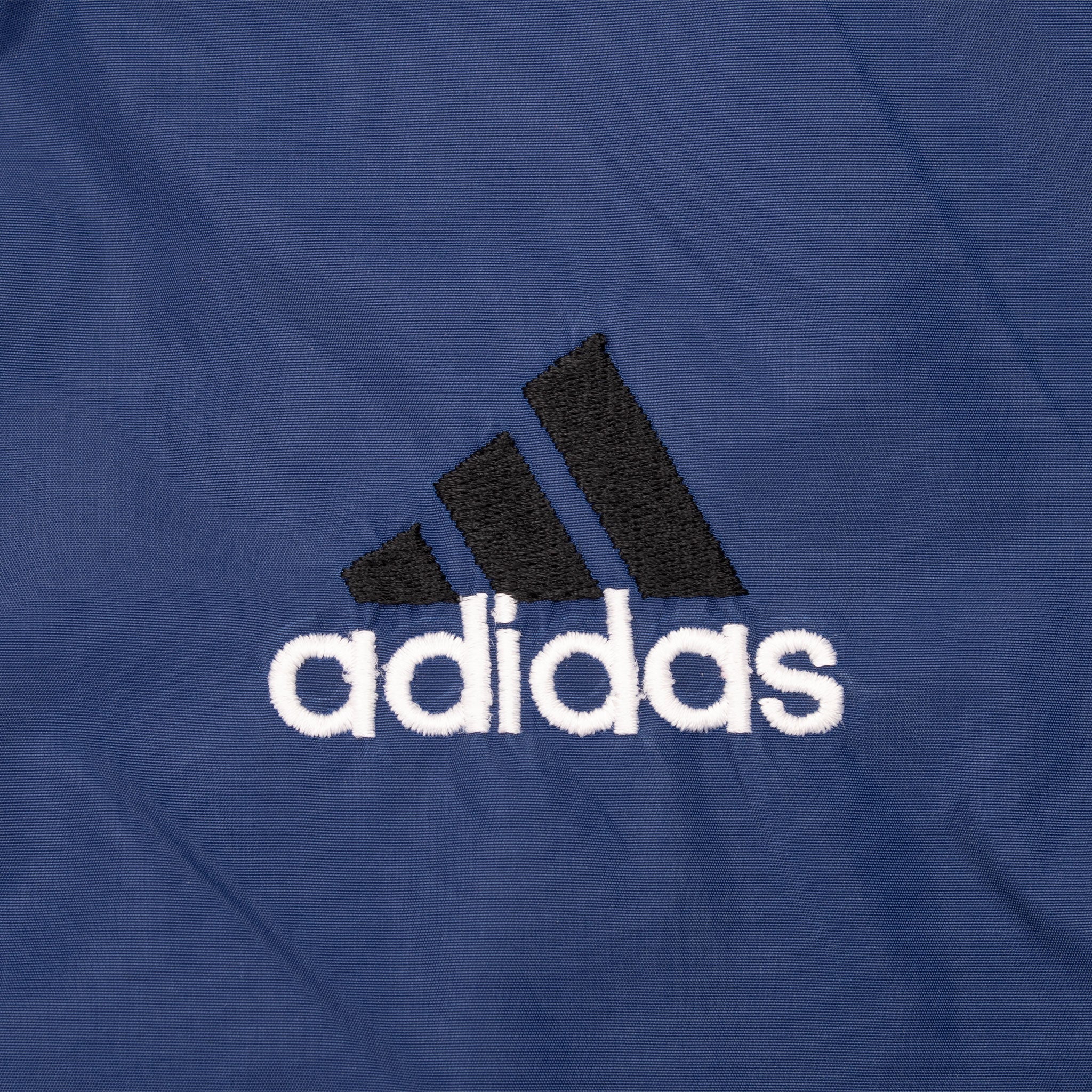 VINTAGE ADIDAS REVERSIBLE NYLON BLUE WINDBREAKER HOODED JACKET 1990S SIZE XL