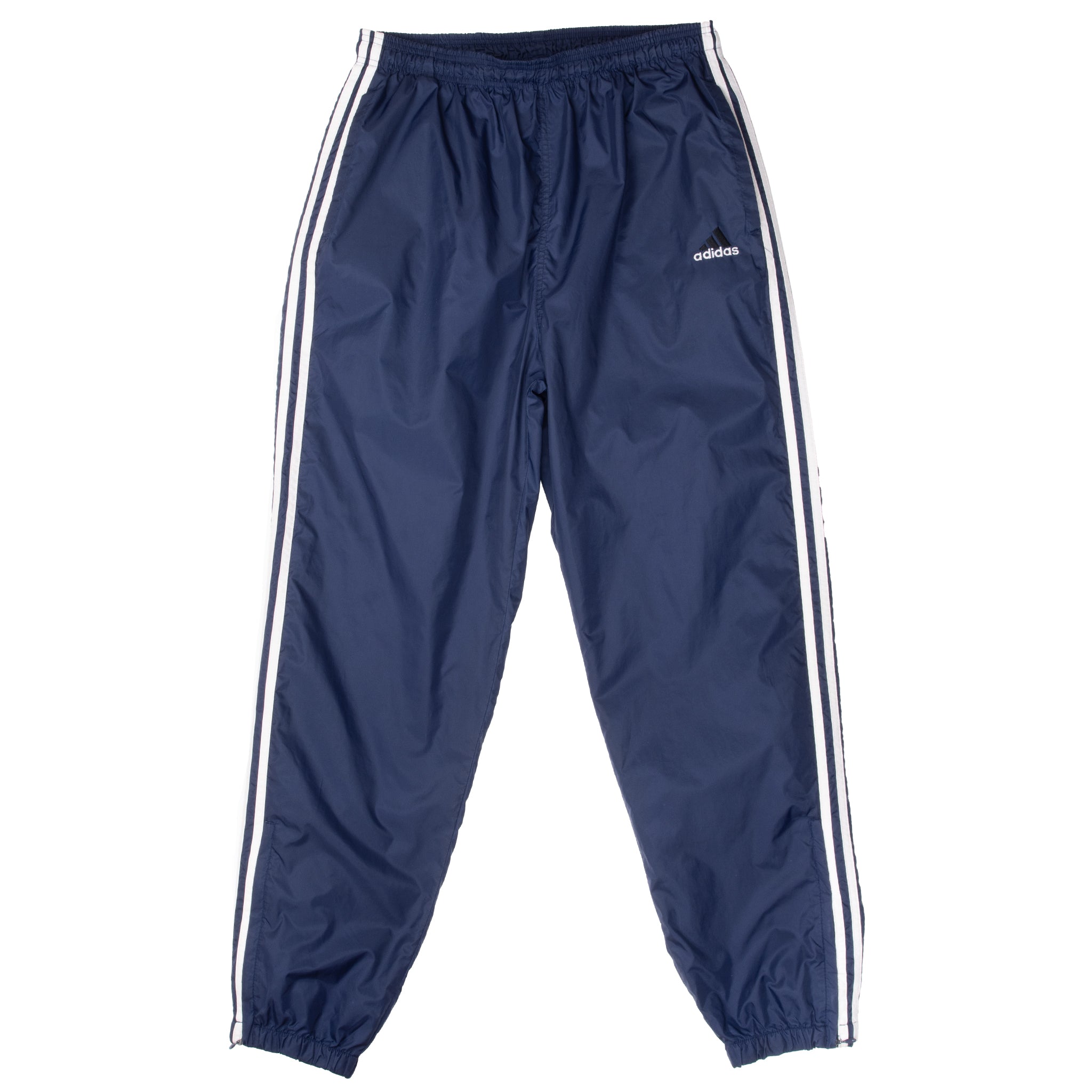 Vintage Adidas Navy Blue 3 Stripes Nylon Track Pants 1990S Size Large