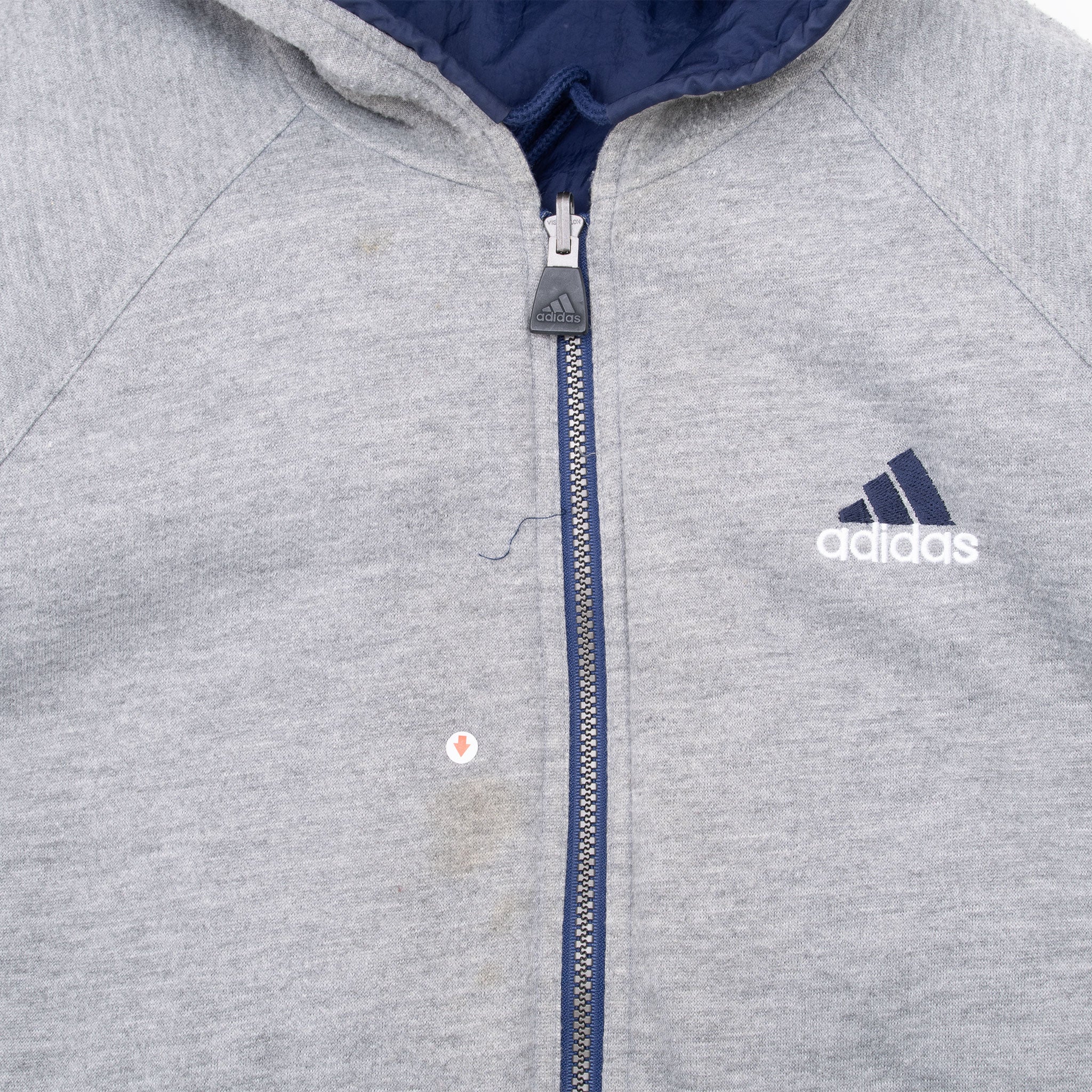 VINTAGE ADIDAS REVERSIBLE NYLON BLUE WINDBREAKER HOODED JACKET 1990S XL