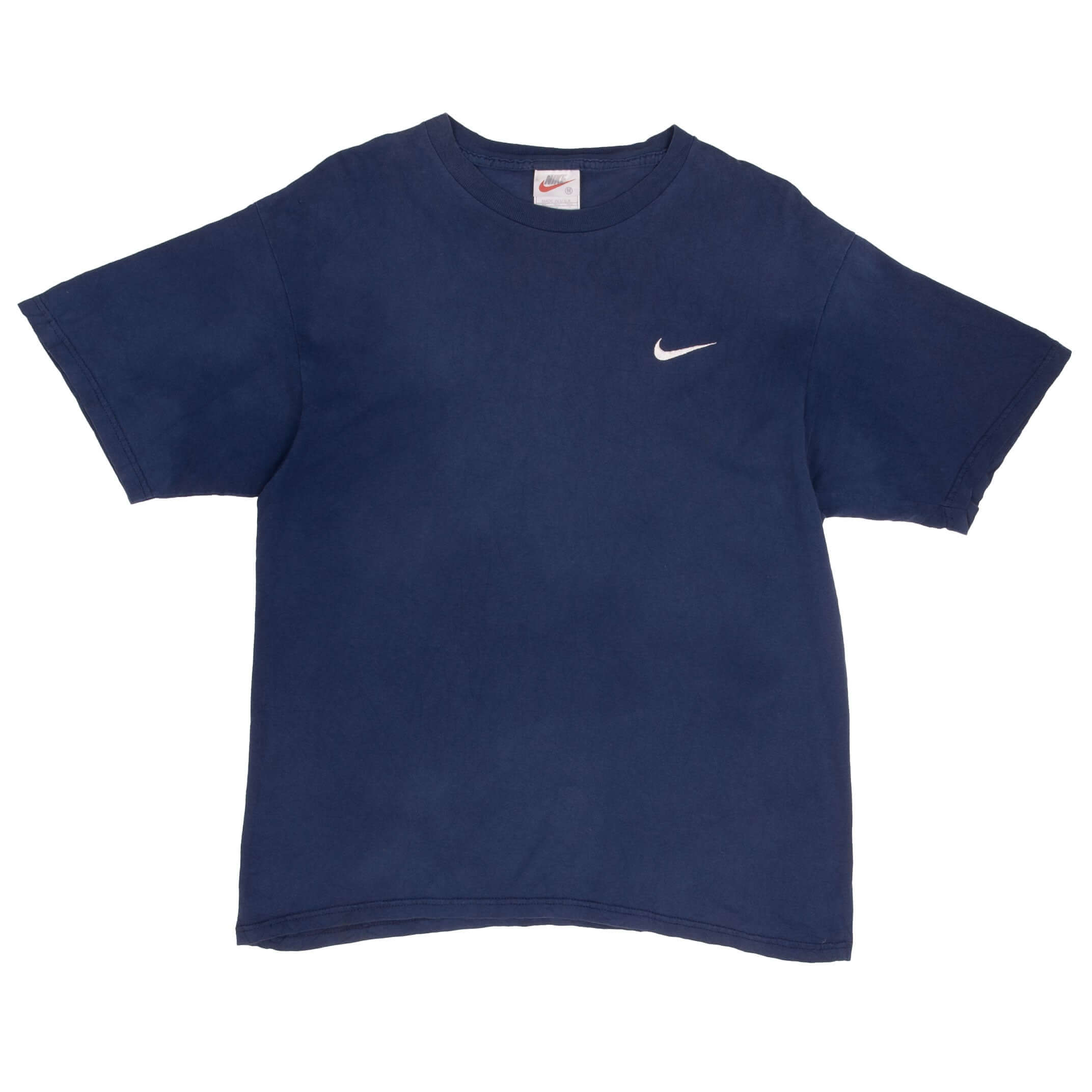 Vintage Nike Classic Swoosh Navy Blue Tee Shirt Size 1990s Size Medium Made In USA