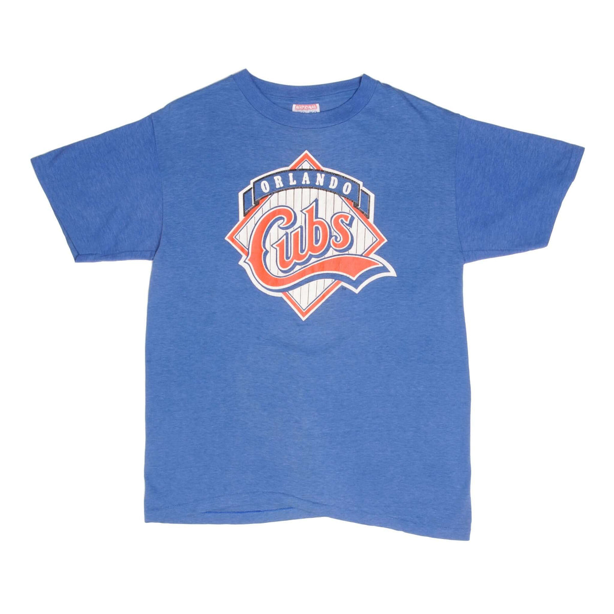 Full front view of blue Orlando Cubs T-shirt with baseball logo