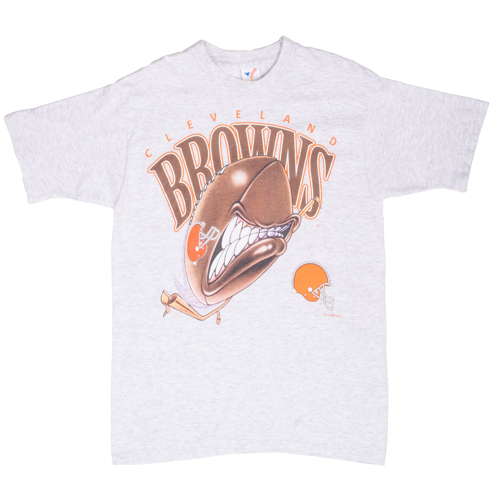 Full front view of grey Cleveland Browns NFL graphic T-shirt