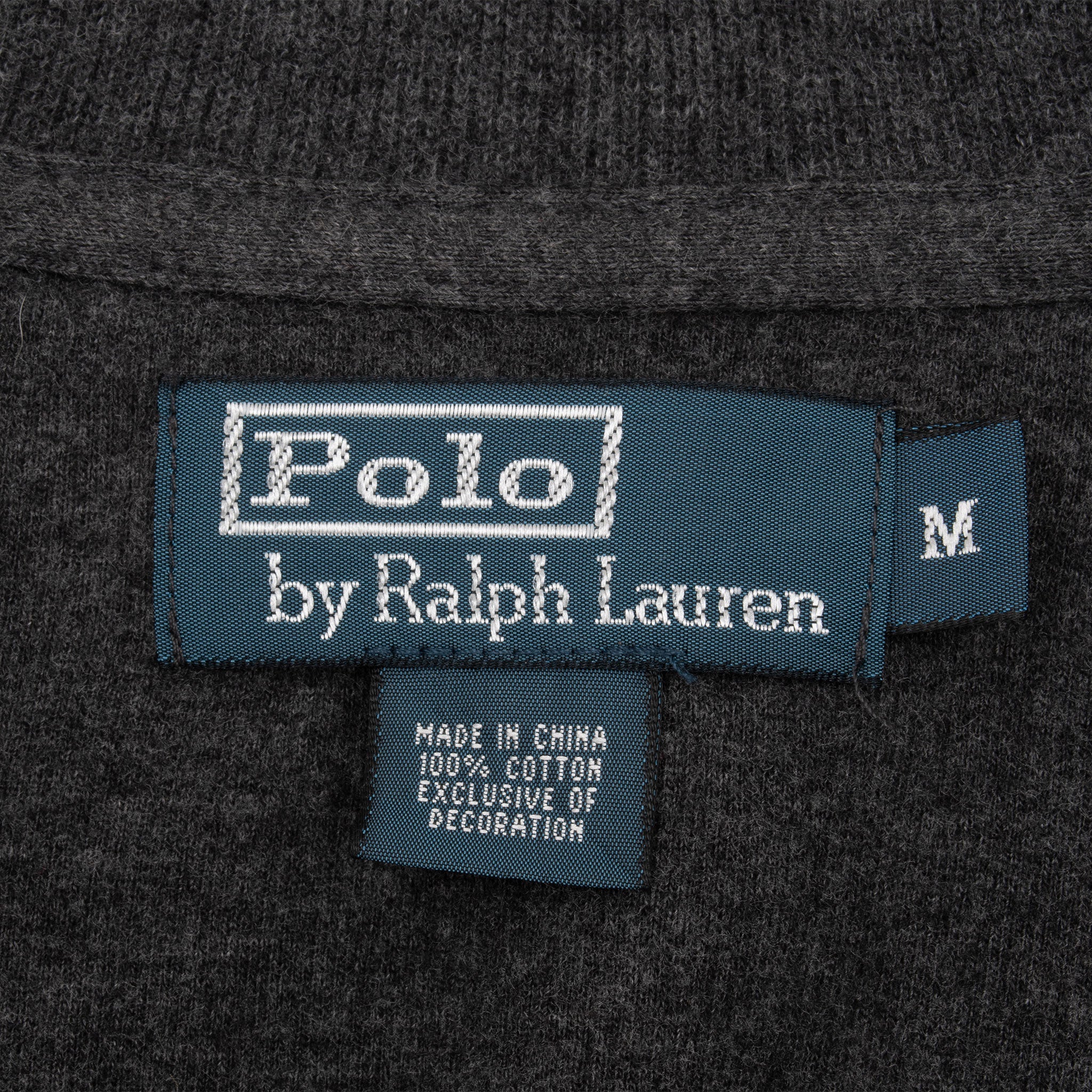 Vintage Polo Ralph Lauren Dark Grey 1990S Quarter 1/4 Zip Sweater Size Medium