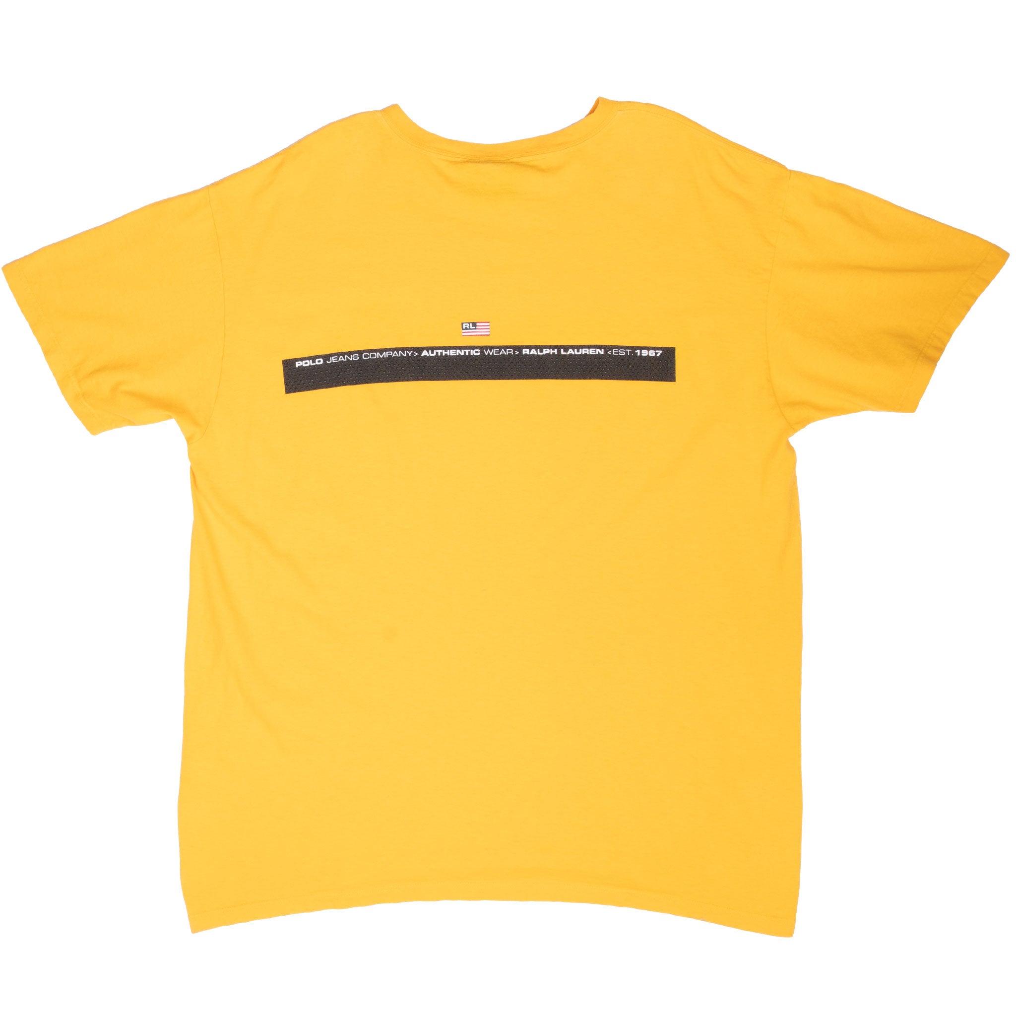 Vintage Ralph Lauren Polo Jeans Co Yellow Tee Shirt 1990S Made In Usa Size Large