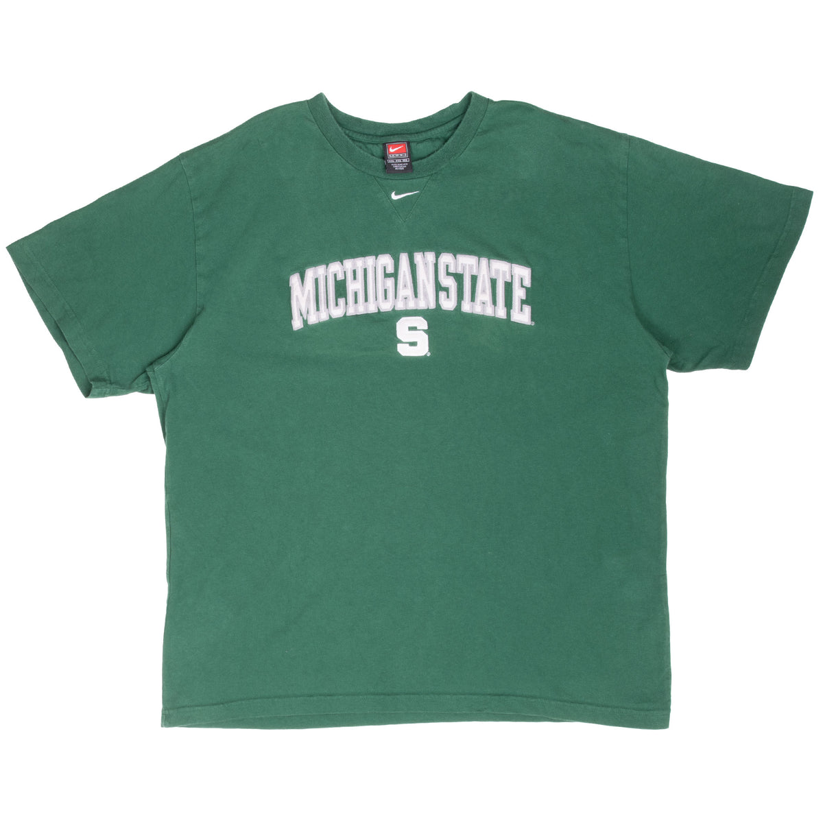 Vintage Nike Ncaa Michigan State Center Swoosh Tee Shirt 1990S Size 2XL