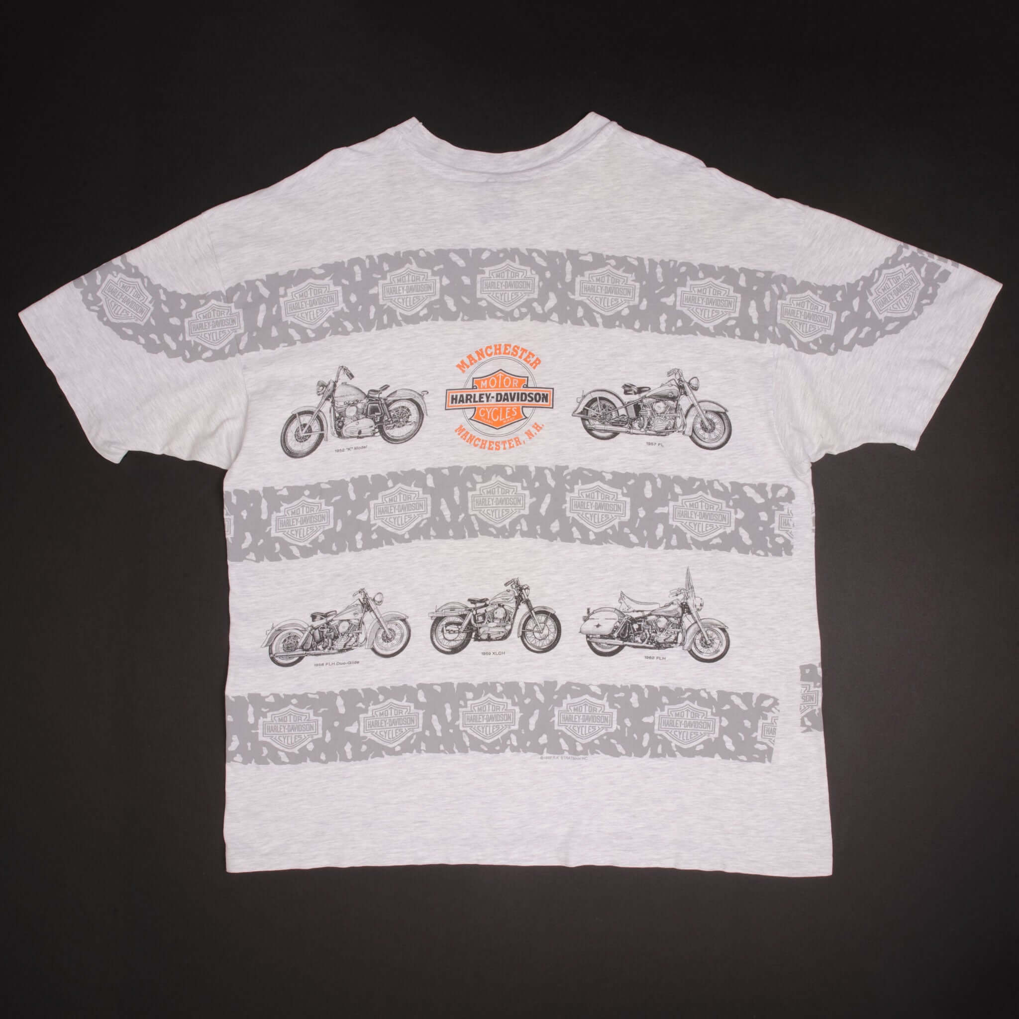 Vintage All Over Print 90th Anniversary Harley Davidson Tee Shirt 1993 Size 2XL Made In USA With Single Stitch Sleeves