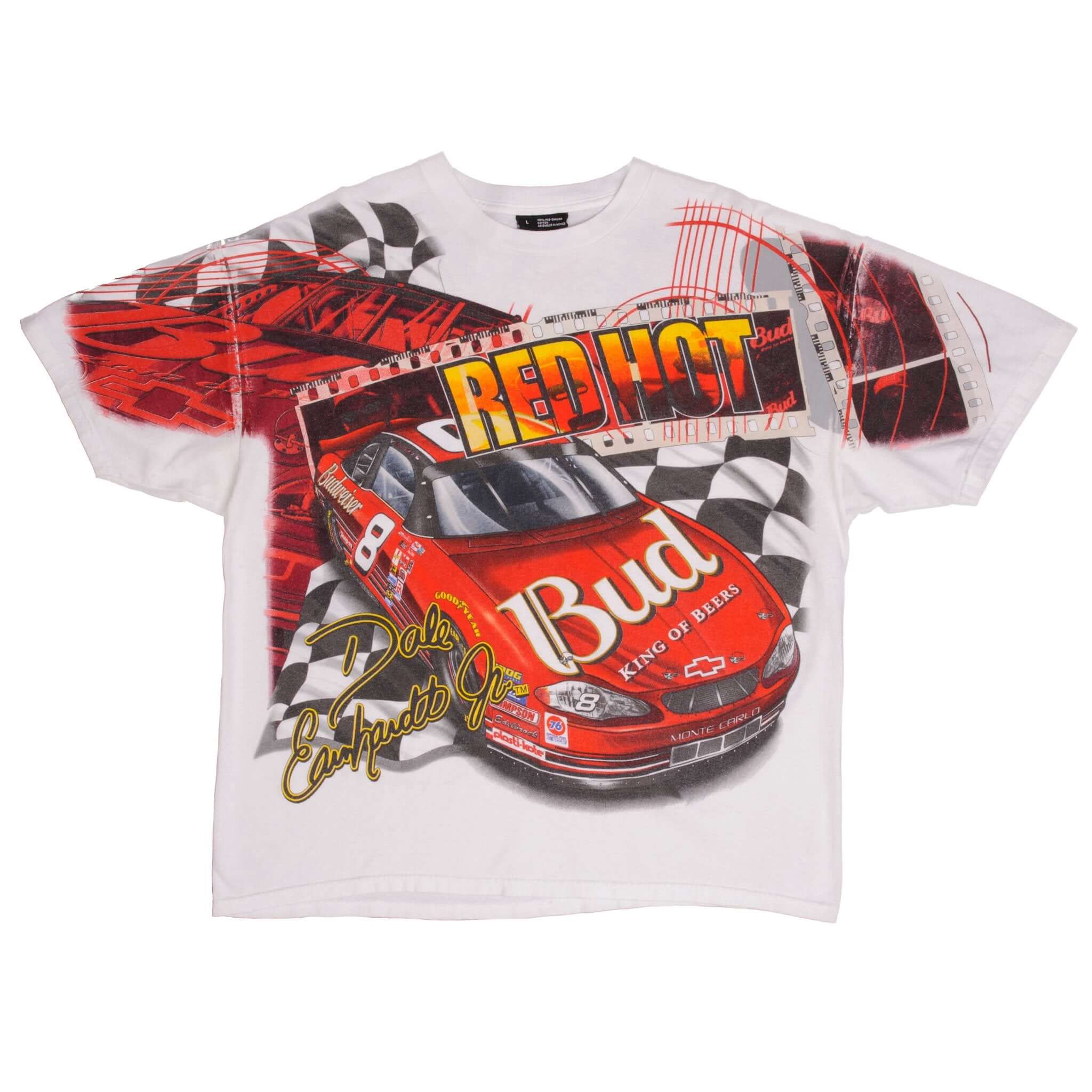 VINTAGE NASCAR ALL OVER PRINT DALE EARNHARDT JR 90S 2000S TEE SHIRT LARGE