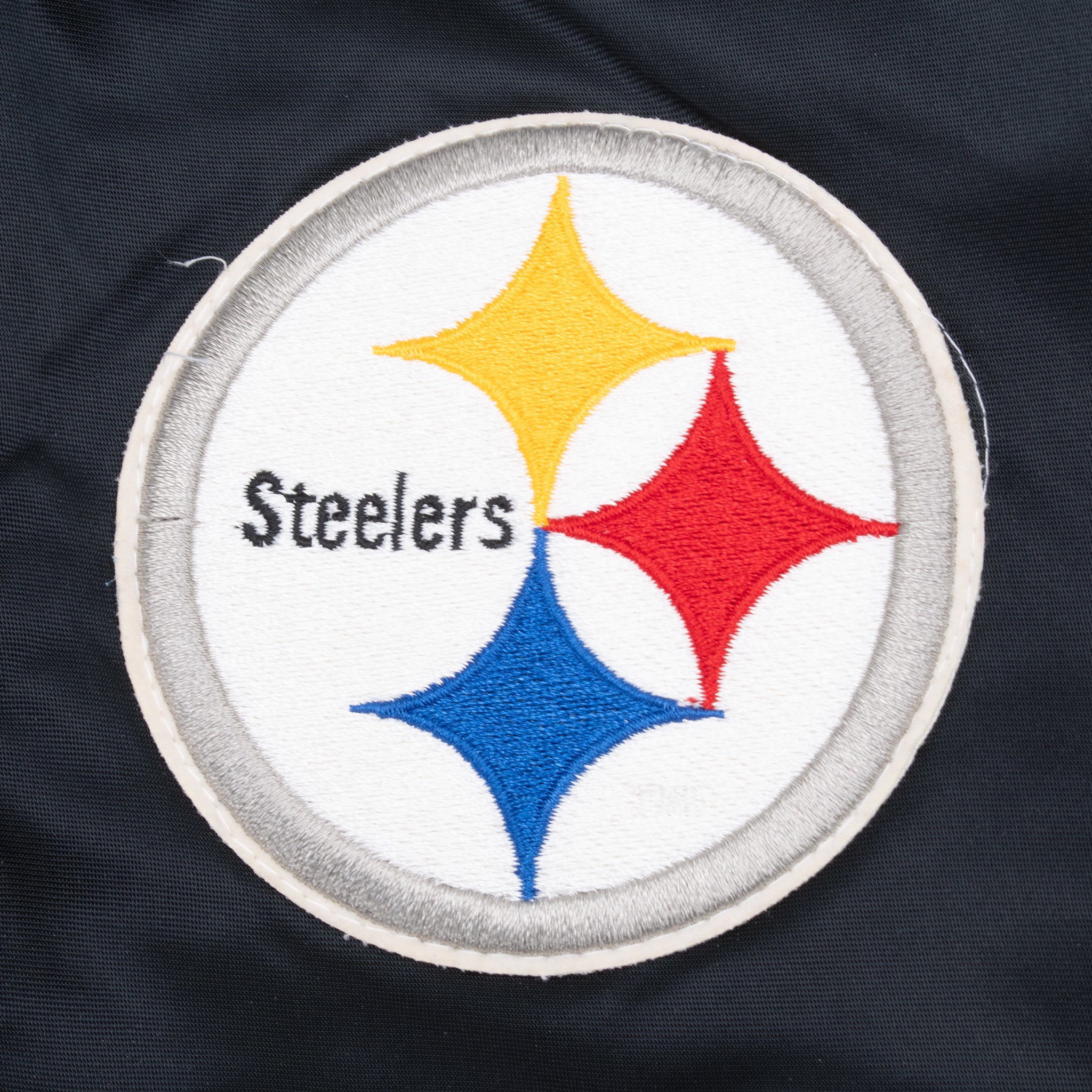 Vintage Nfl Pittsburg Steelers Satin Bomber Jacket 1990S Size Large Made In Usa