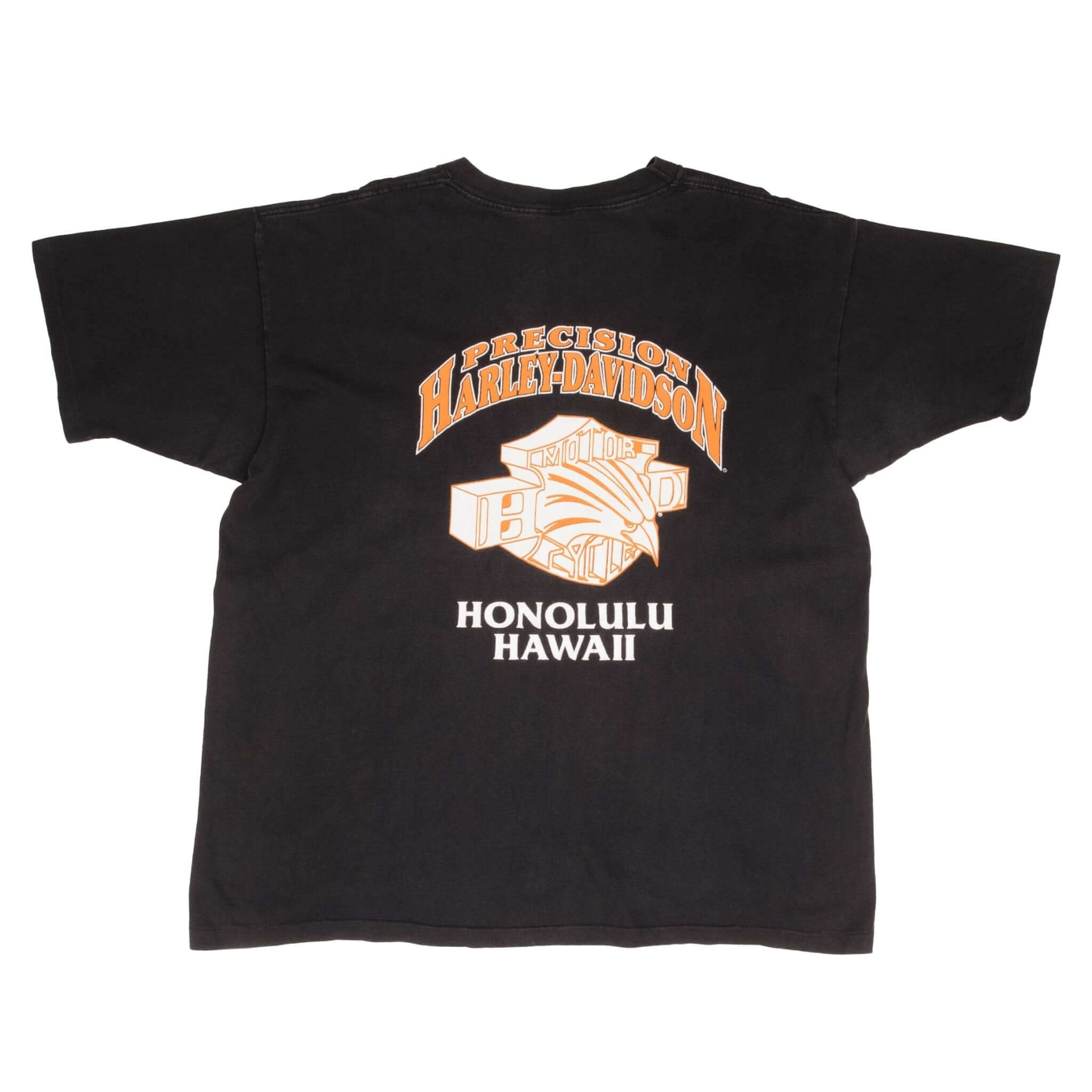 Vintage Precision Harley Davidson Honolulu, Hawaii 1991 Tee Shirt Size XL Made In USA With Single Stitch Sleeves