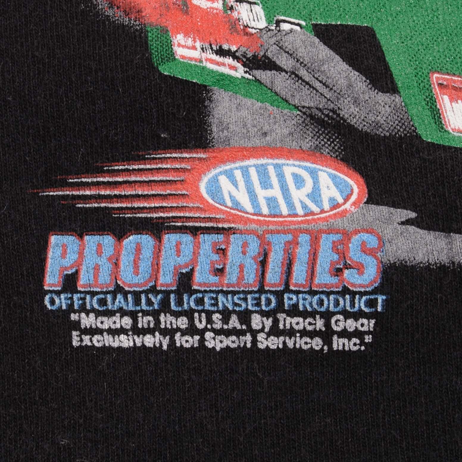 Vintage Allover Print Racing NHRA John Force 1990S Tee Shirt Large Made In USA With Single Stitch Sleeves