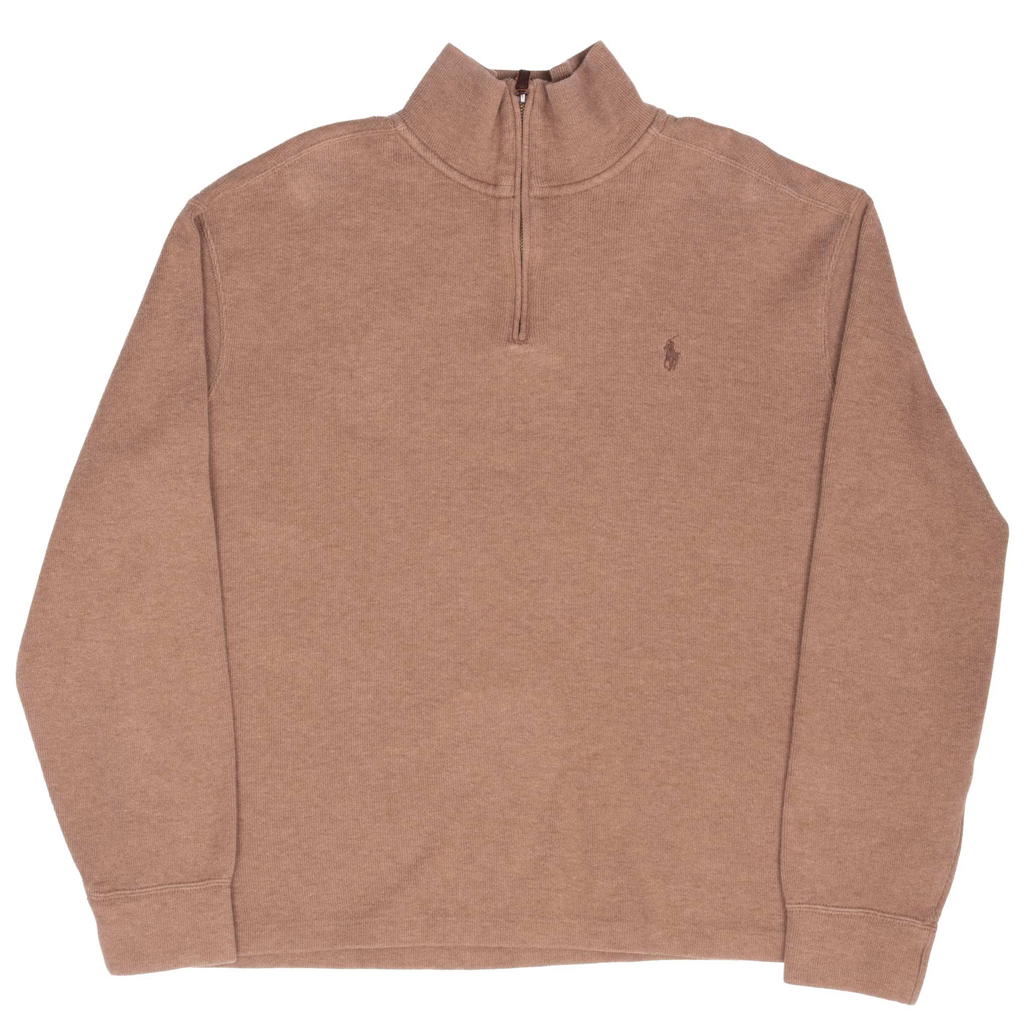 Vintage Polo Ralph Lauren Brown Quarter 1/4 Zip Sweater 1990S Size Large